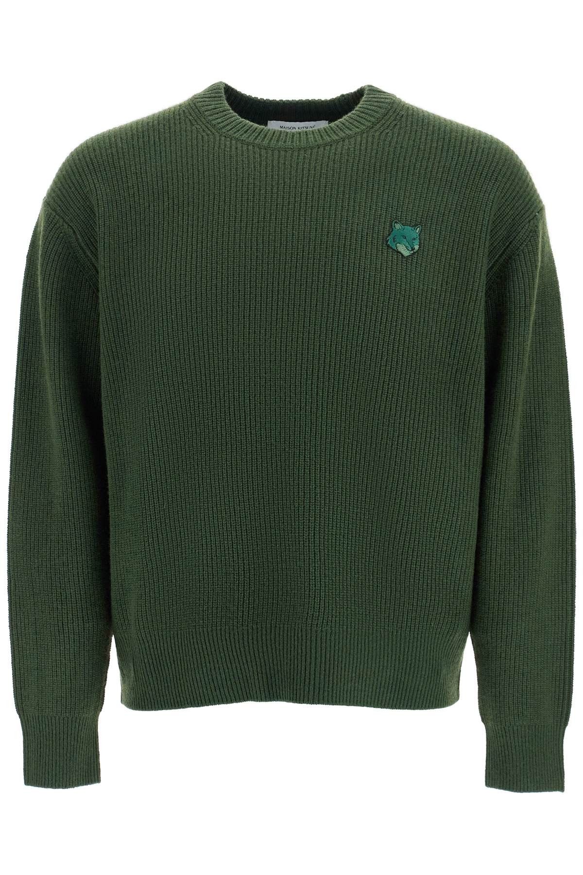 MAISON KITSUNE Wool Cashmere Bi-Color Cable Knit Pullover Size XL Sweater hot