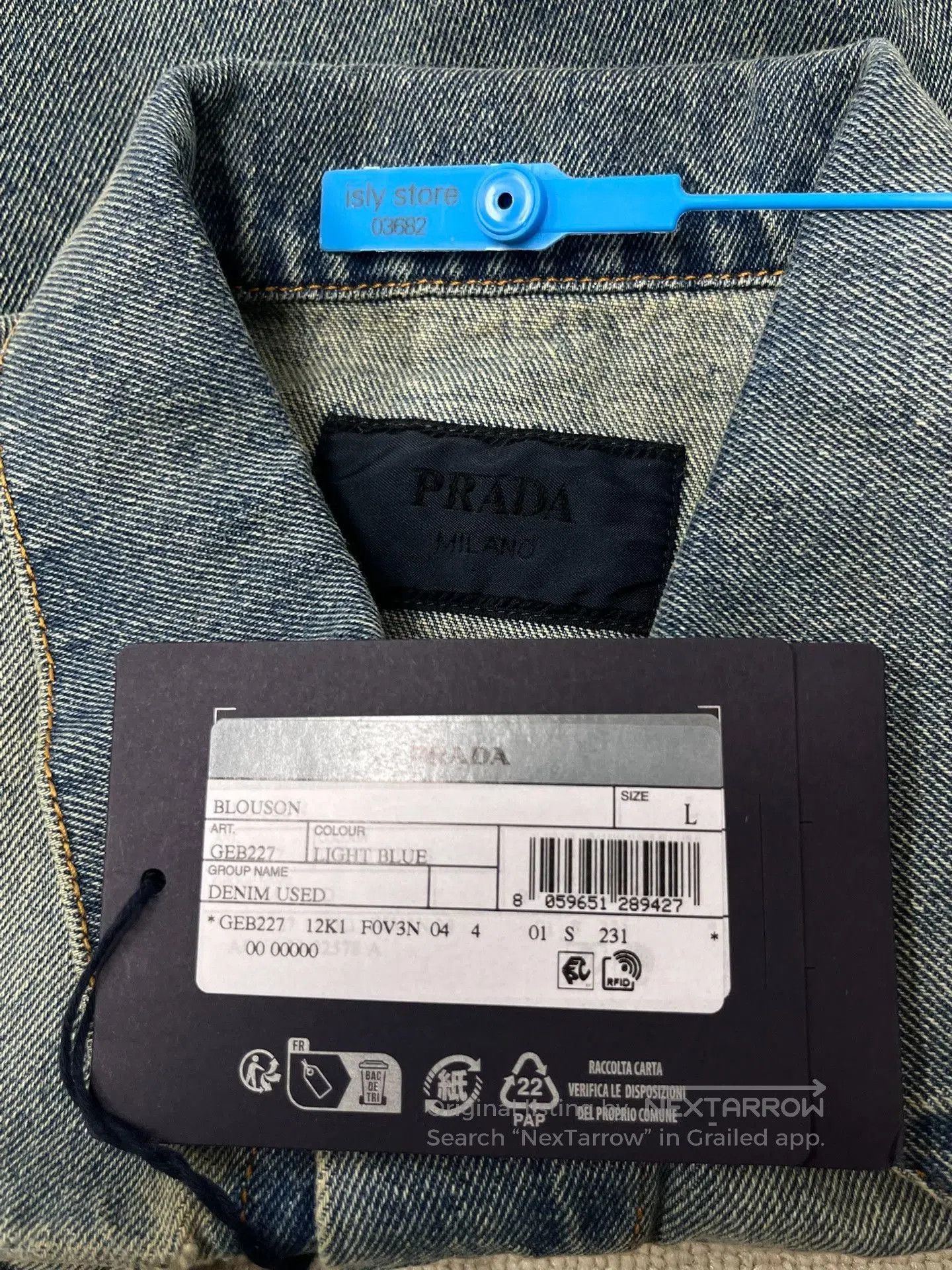 Prada PRADA Logo Long-Sleeve Denim Jacket Men's. Size US L / EU 52-54 / 3 - 4 Thumbnail