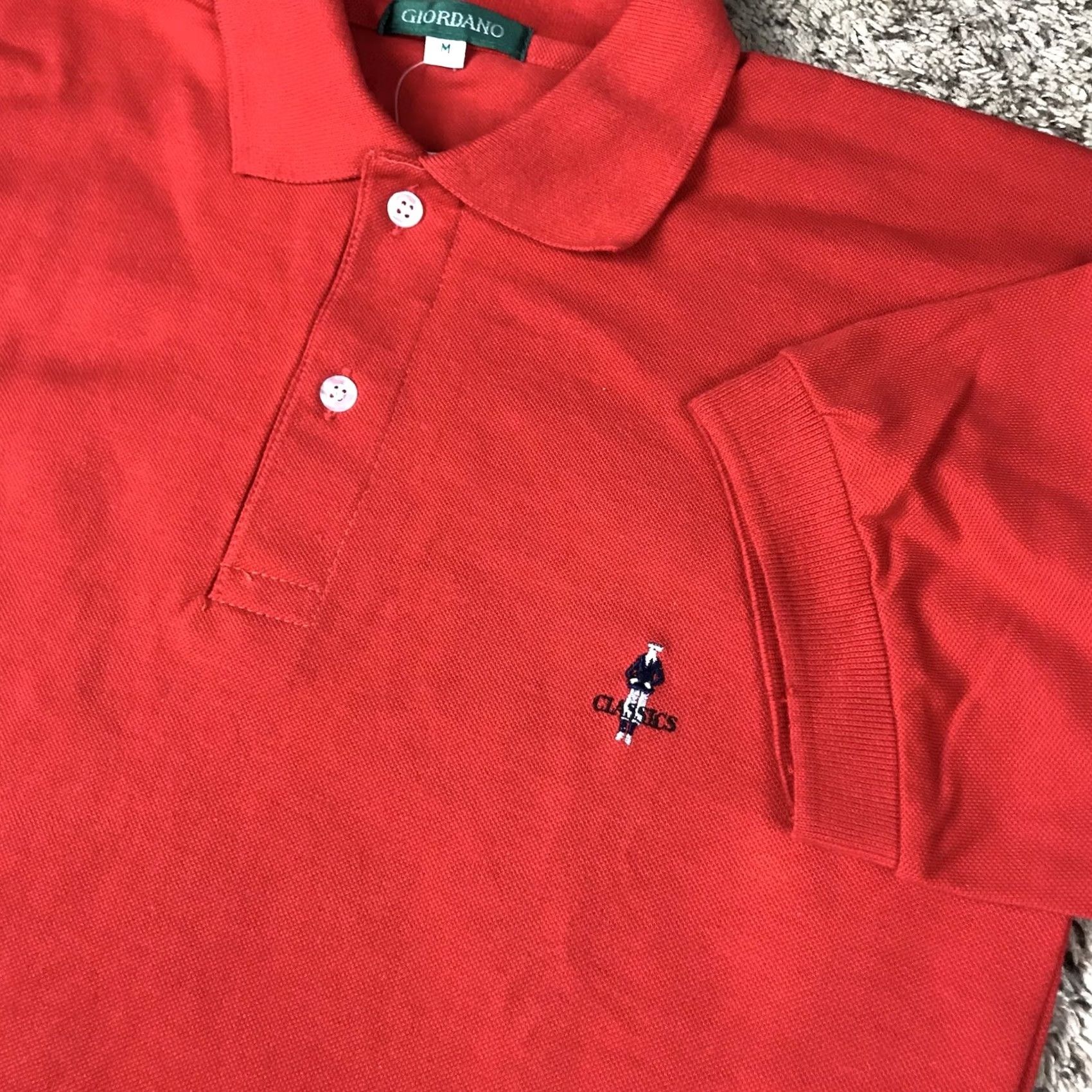 Vintage VINTAGE? No — Giordano Polo Shirt Golf Embroidered Red Men M Size 40R - 4 Thumbnail