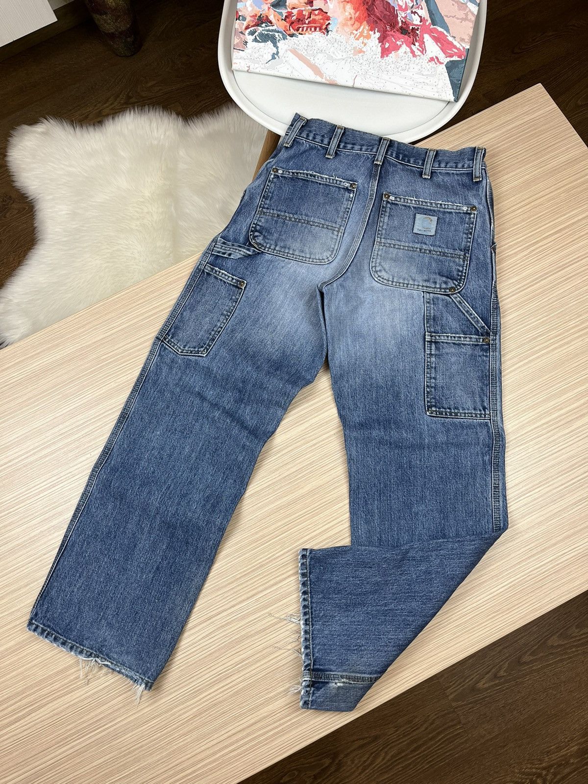 Carhartt × Vintage Crazy Vintage Carhartt Denim Dungaree Carpentar Work Pants Size US 32 / EU 48 - 1 Thumbnail