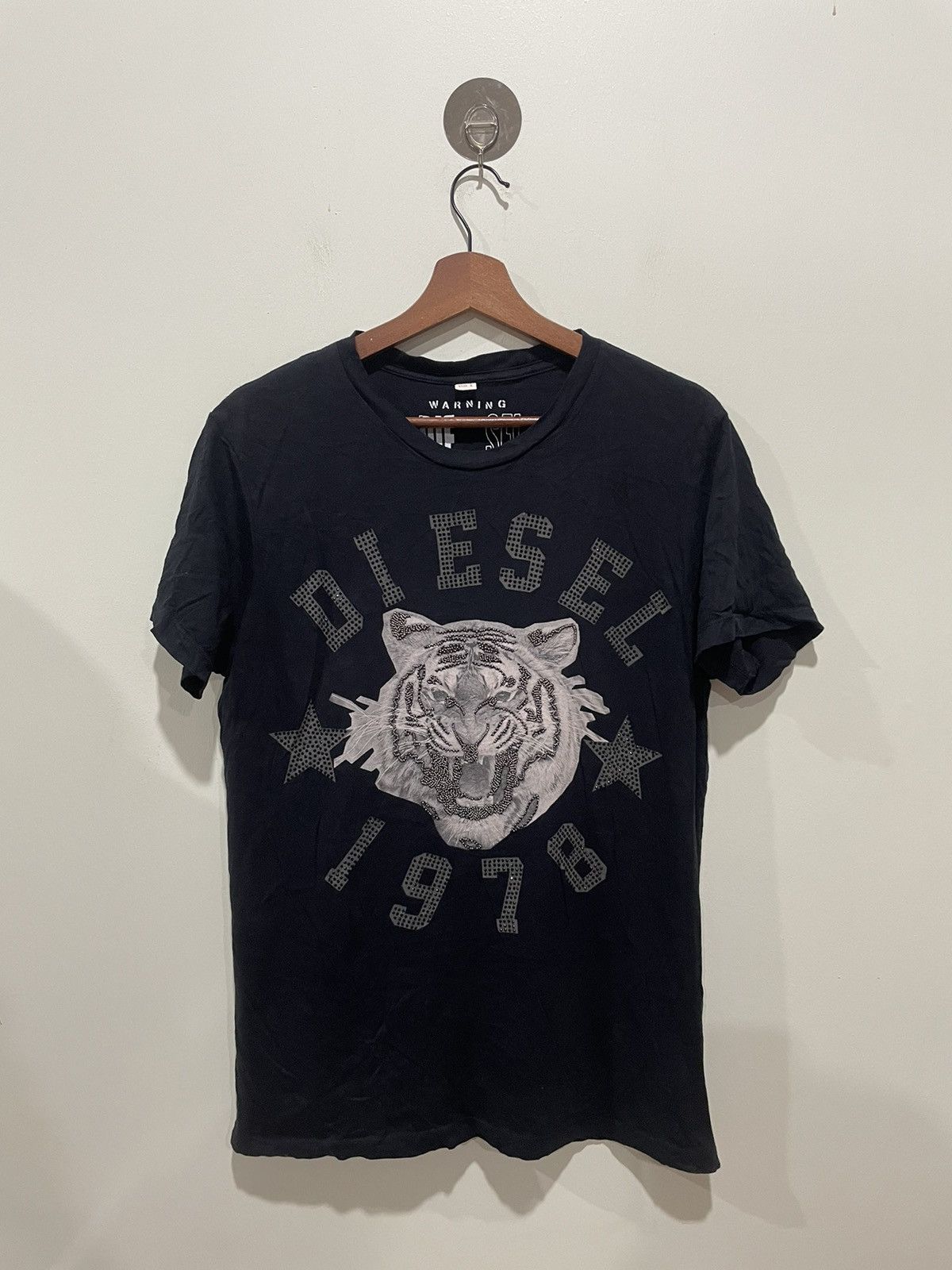 image of Diesel Tiger Printed Tshirt in Black, Men's (Size Small)