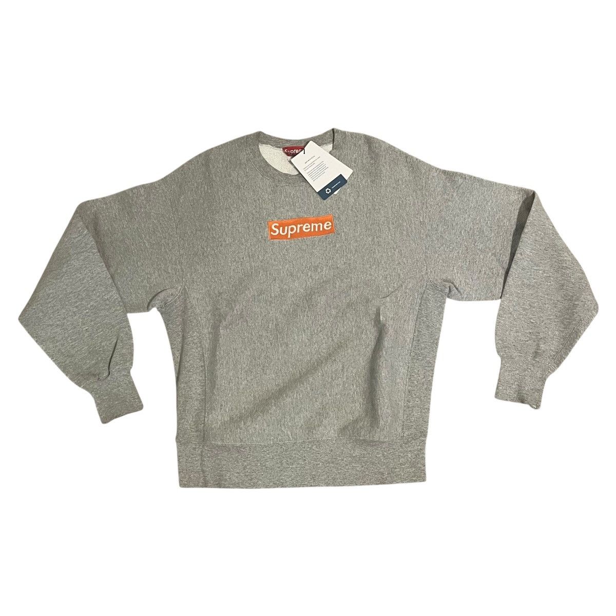 Supreme VINTAGE 1995 Supreme Orange on Grey Box Logo Sweatshirt Size US L / EU 52-54 / 3 - 10 Thumbnail