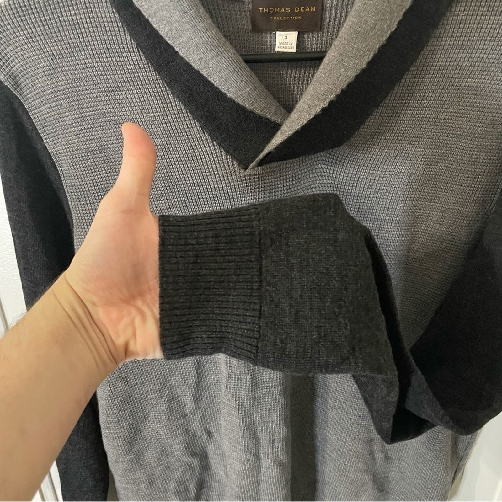 Thomas Dean Thomas Dean Merino Wool Shawl Collar Sweater Gray Small Size US S / EU 44-46 / 1 - 5 Thumbnail