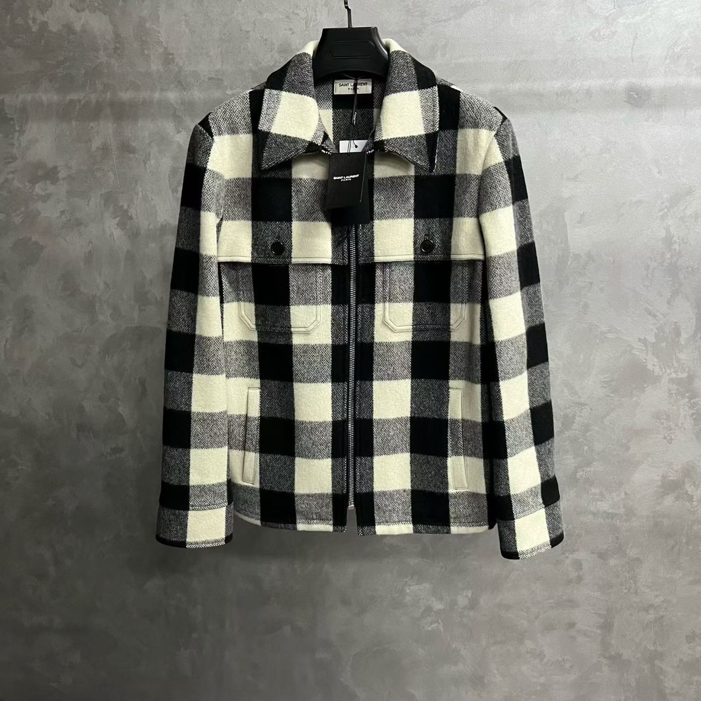 Saint Laurent Paris Saint Laurent Plaid Lapel Zip Jacket Size US M / EU 48-50 / 2 - 1 Thumbnail