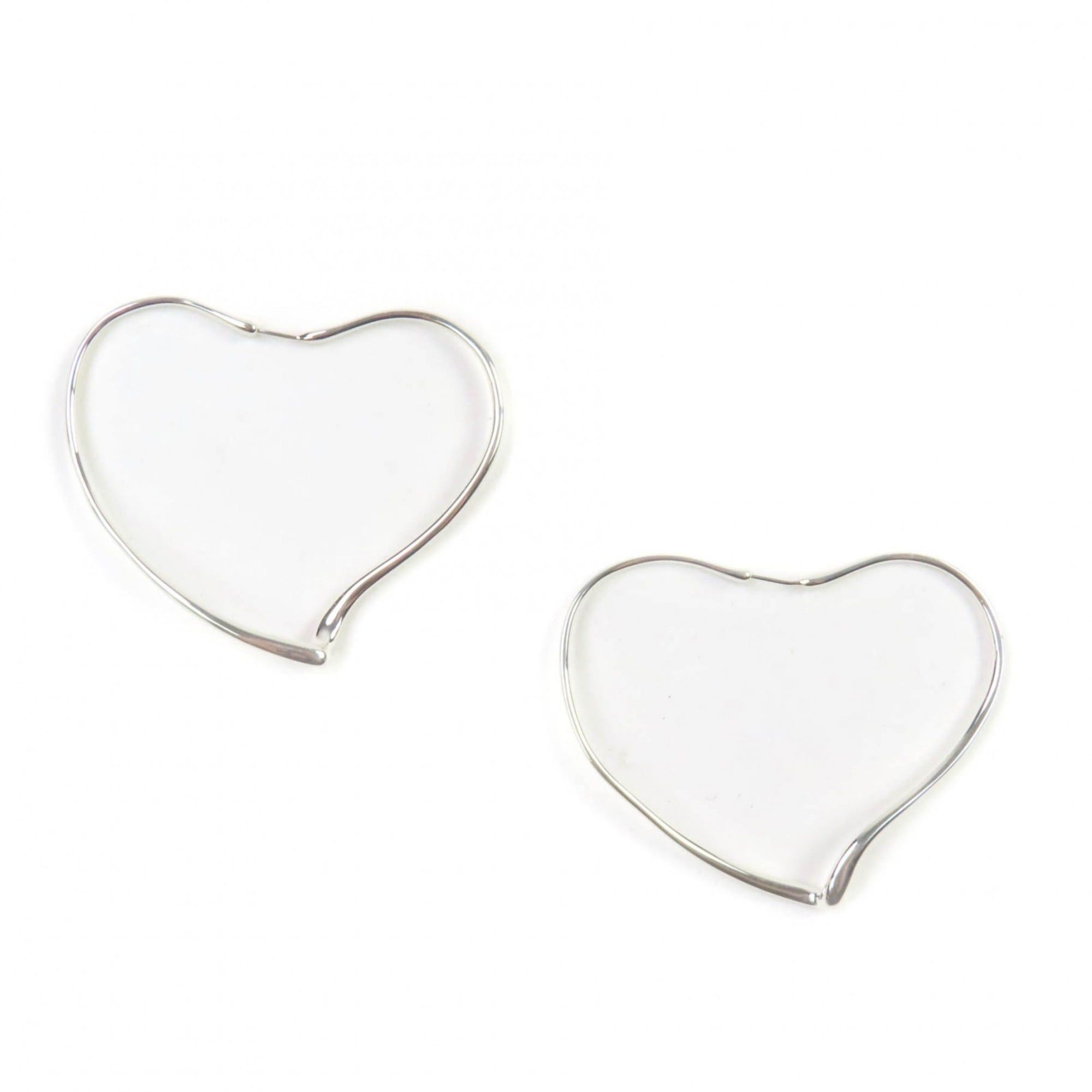 Tiffany & Co. TIFFANY & Co. Tiffany Elsa Peretti Open Heart Hoop Earrings, Large, AG925 Silver, for Binaural Use, Weight 11.3g, Women's Size ONE SIZE - 1 Thumbnail