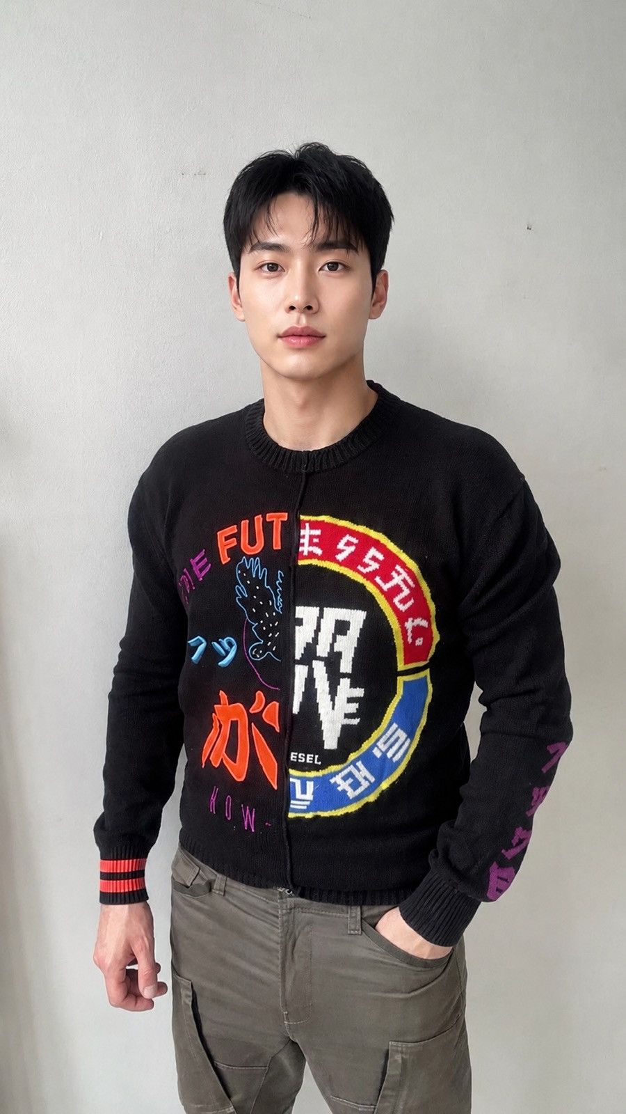 Diesel Diesel Cyber Knit Sweater Brave New World Japanese Graphics Size US XL / EU 56 / 4 - 1 Thumbnail