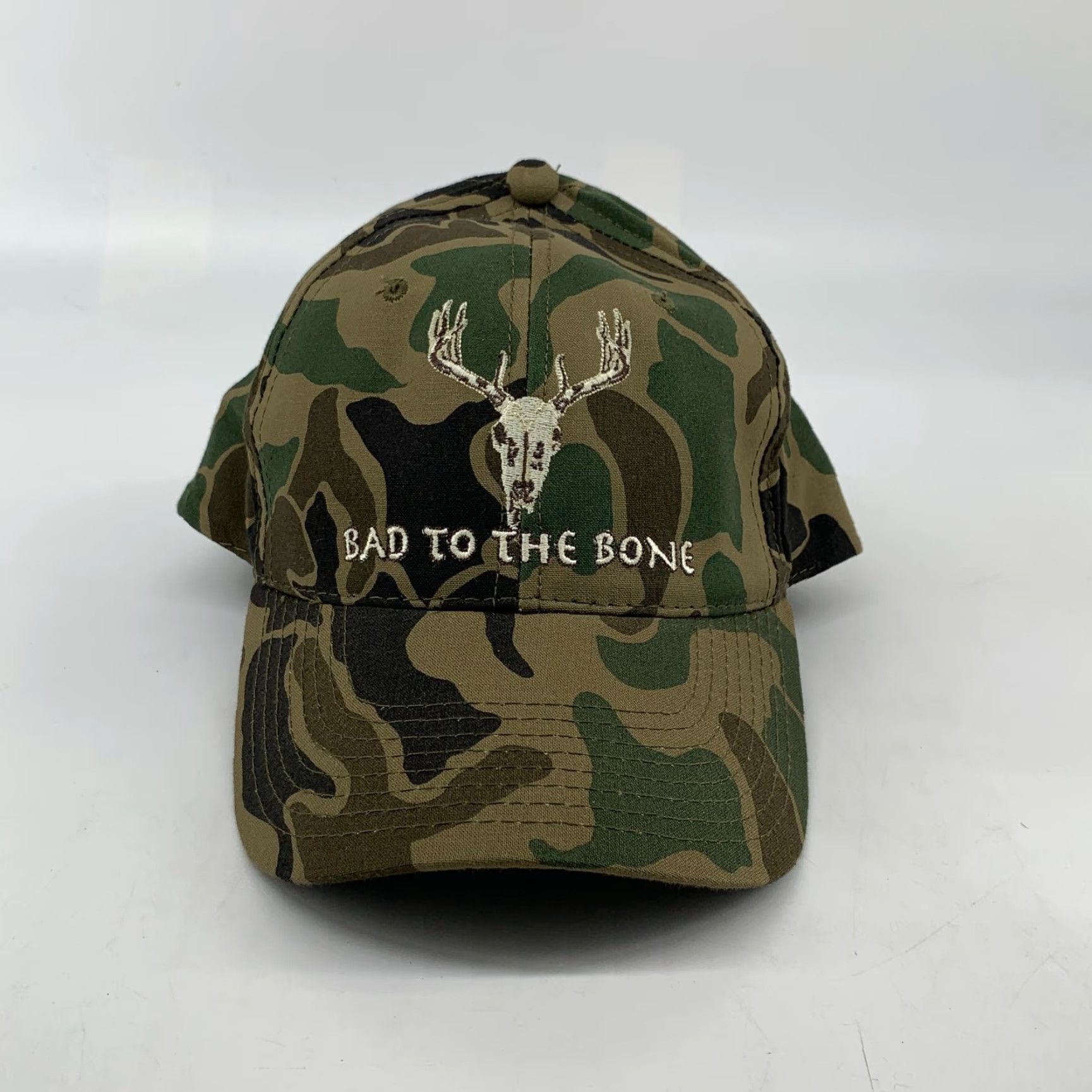 Vintage Signatures Men’s Green Camouflage Adjustable Snapback Hat - Bad To The Bone, Casual, Hunting, 1 Size, Green, Men, Snapback, Adjustable, Hat Size ONE SIZE - 2 Thumbnail