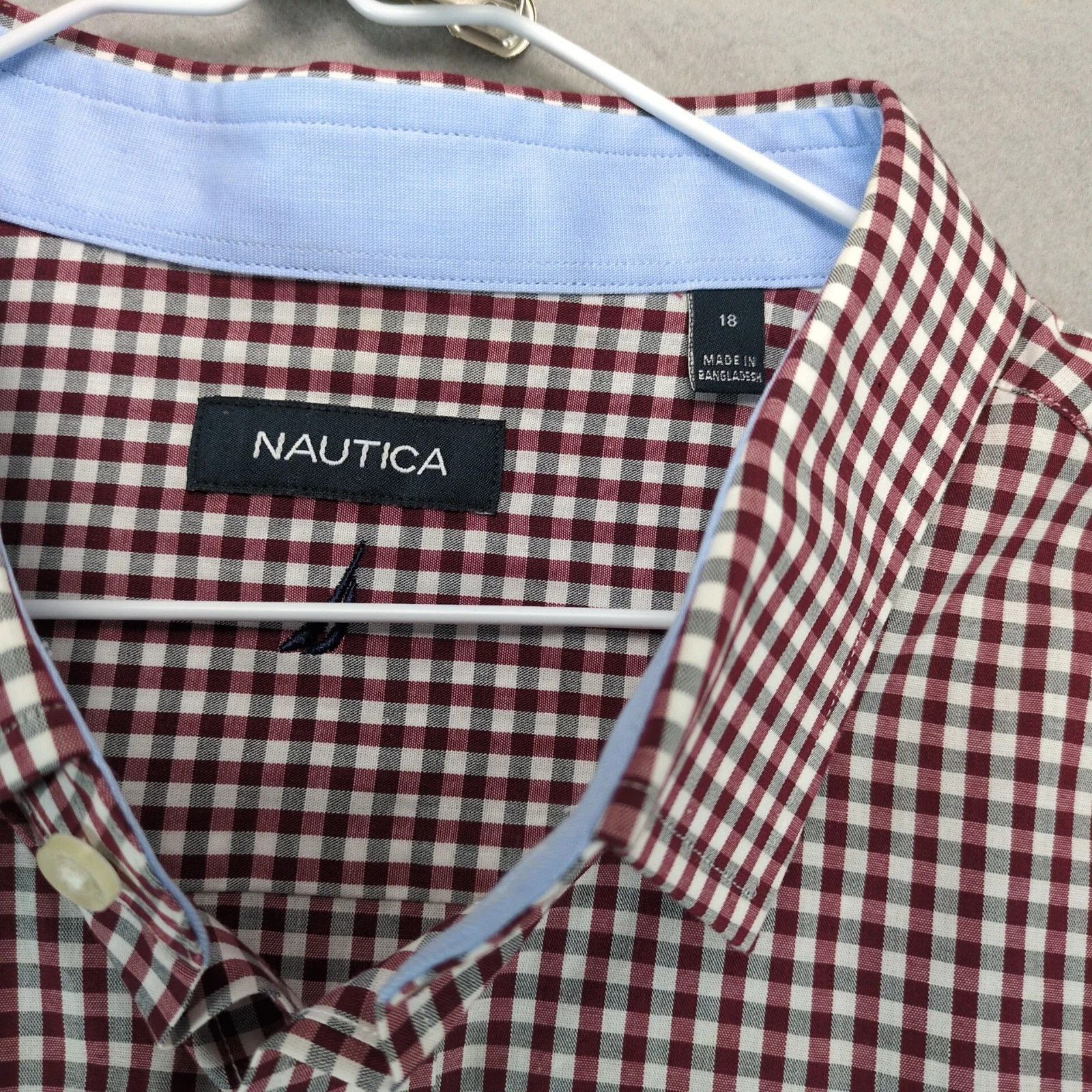 Nautica Nautica Classic Fit Red Check Men's Dress Shirt XL Long Slv Size US XL / EU 56 / 4 - 3 Thumbnail
