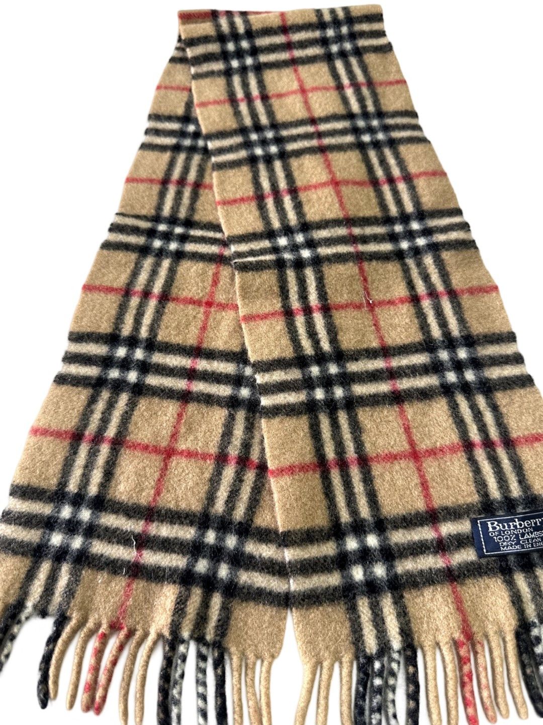 Burberry Burberrys Classic Check Scarf Beige 100% Wool Unisex Scarf Size ONE SIZE - 4 Thumbnail