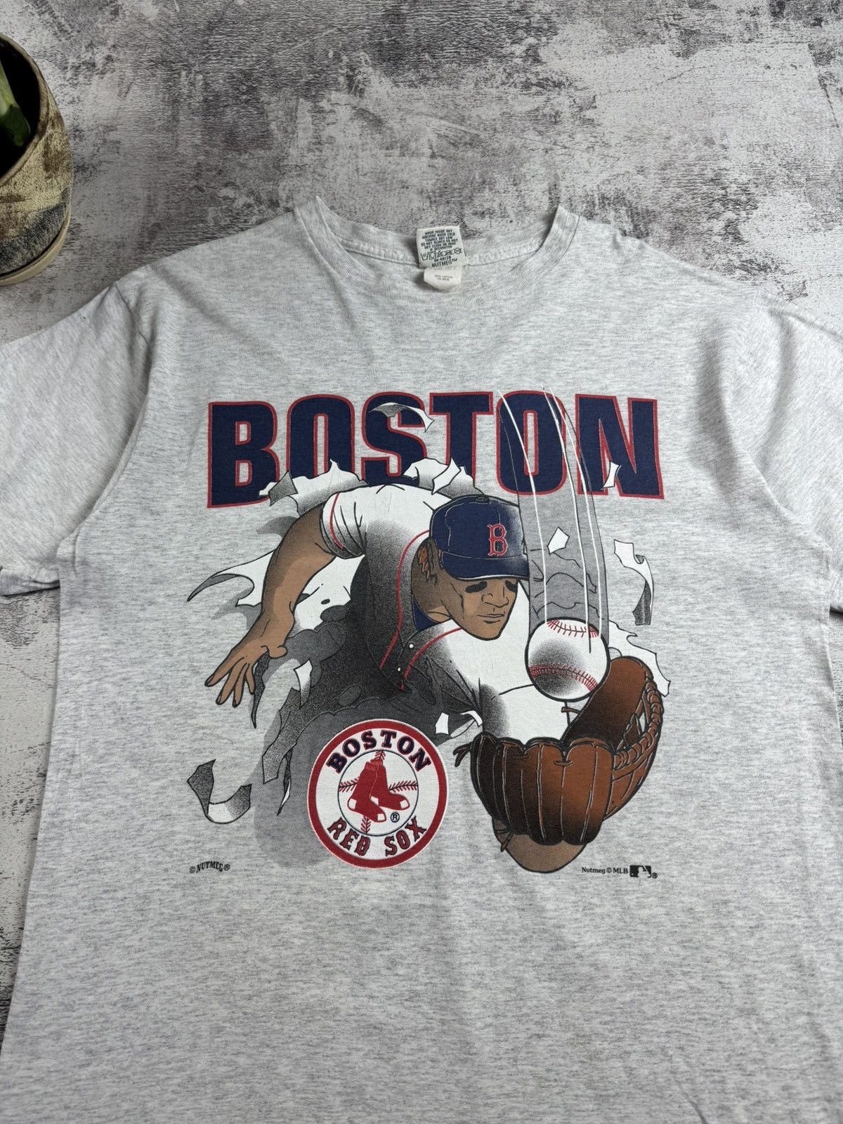 MLB Boston Red Sox Nutmeg Men’s XL Cotton Vintage Baseball MLB Jersey USA T Shirt Size US XL / EU 56 / 4 - 6 Thumbnail