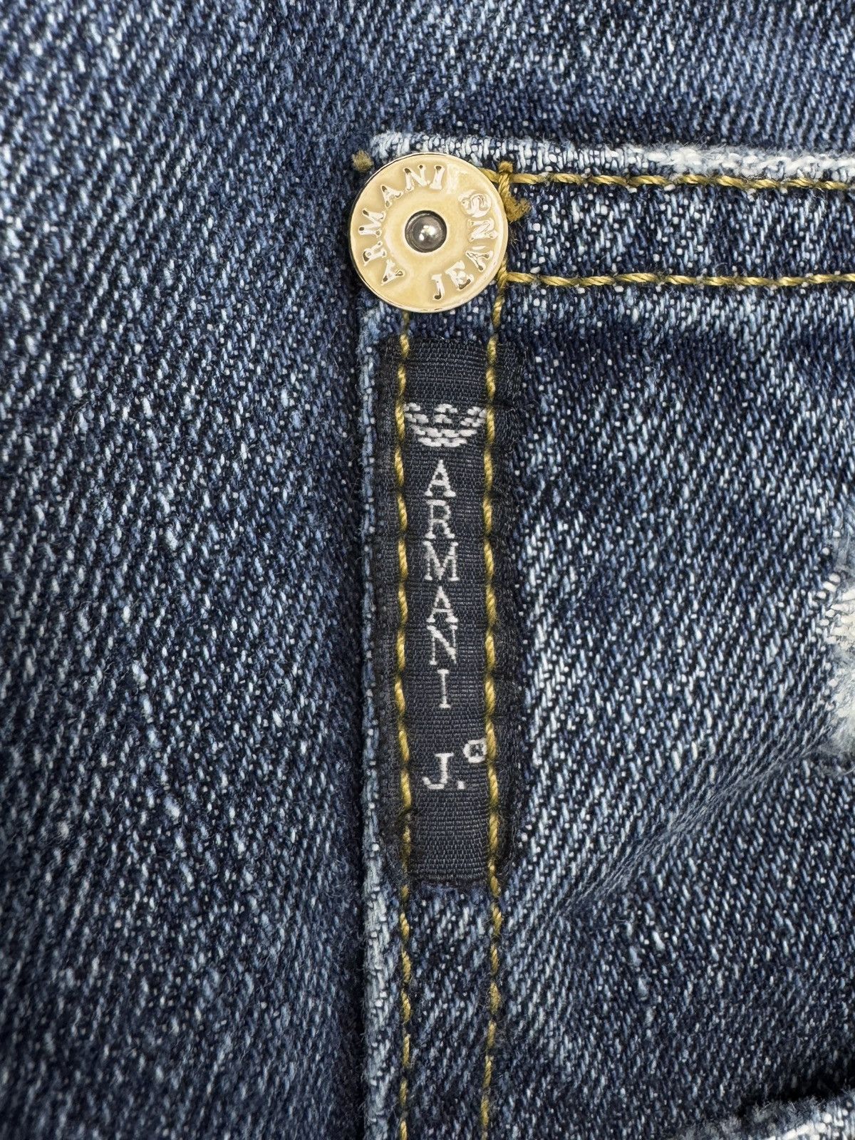 Armani ARMANI JEANS Men's Blue Distressed Denim Big Logo Jeans 33 Size US 33 - 8 Thumbnail