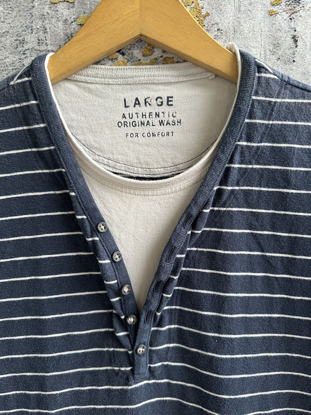 Japanese Brand CRAZY DISTRESSED FOR COMFORT DOUBLE LAYER STRIPED TSHIRT Size US L / EU 52-54 / 3 - 2 Thumbnail
