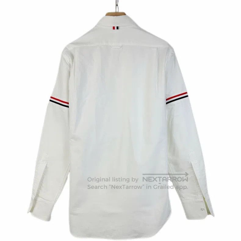 Thom Browne Thom Browne White classic double-sleeve striped shirt Size US L / EU 52-54 / 3 - 2 Thumbnail