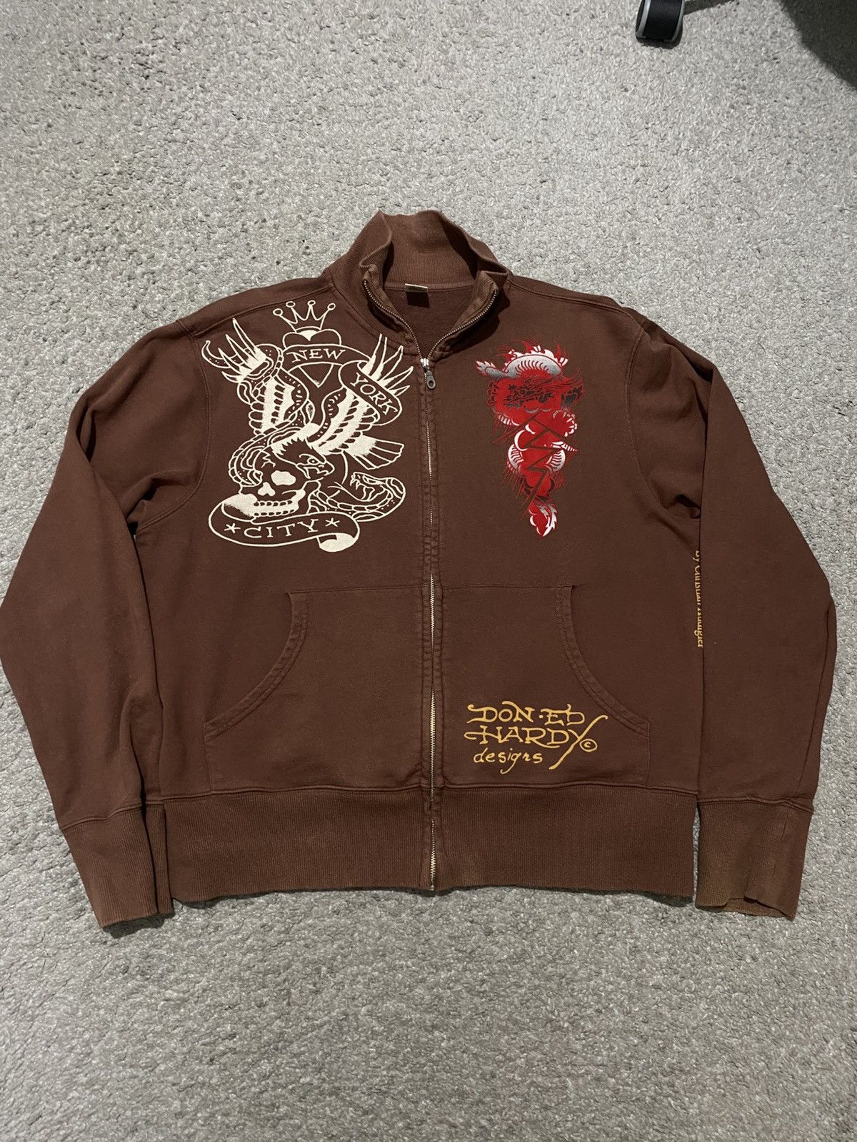 Vintage Ed Hardy Crewneck Zip y2k XL opium drip skull designs baggy Size US XL / EU 56 / 4 - 7 Thumbnail
