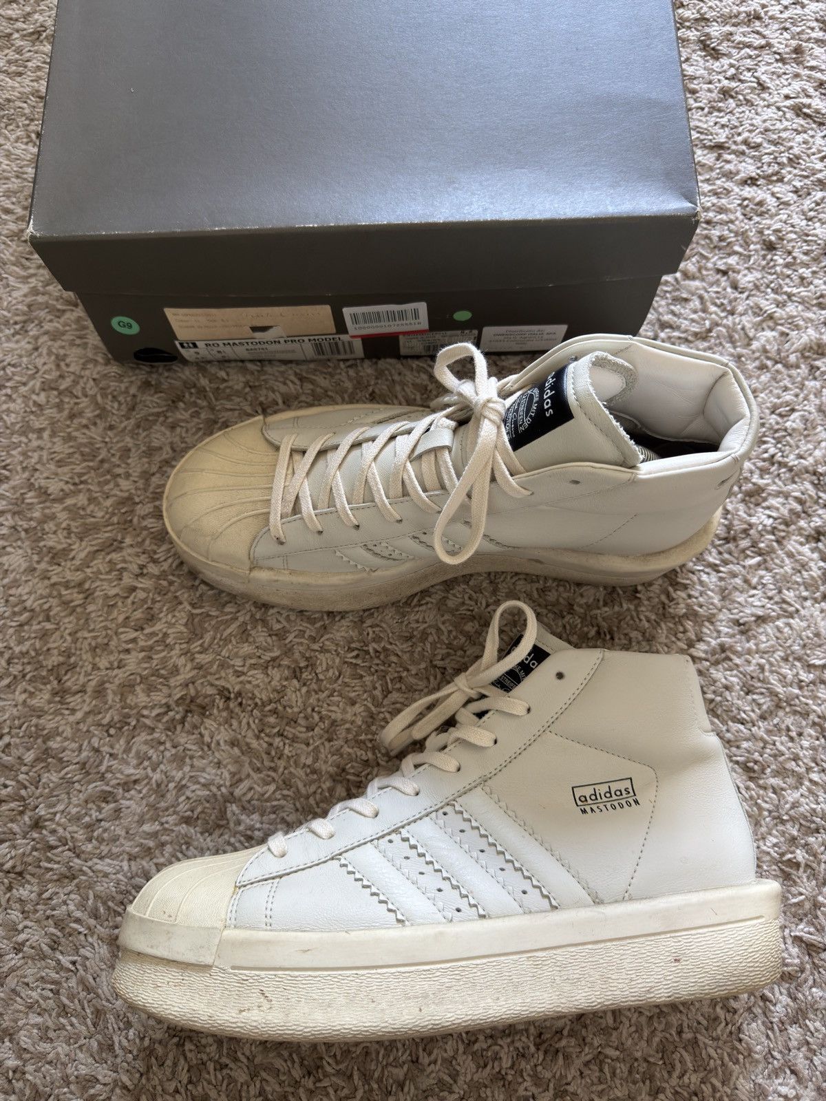 Adidas × Rick Owens Mastodon White Pro Model Size US 9 / EU 42 - 2 Thumbnail