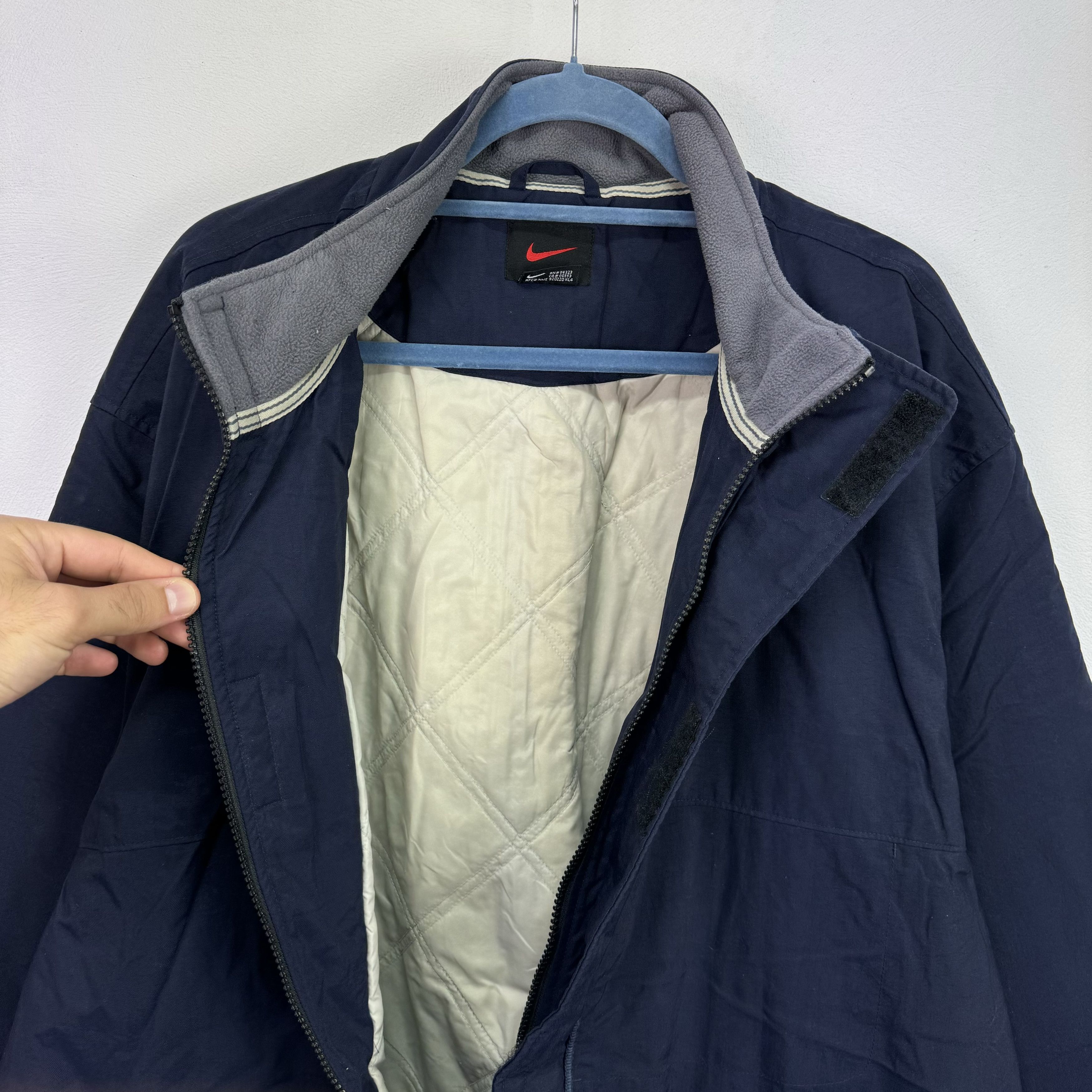 Nike × Vintage NIKE VINTAGE LONG JACKET NAVY DOUBLE SWOOSH 90S Size US XL / EU 56 / 4 - 6 Thumbnail