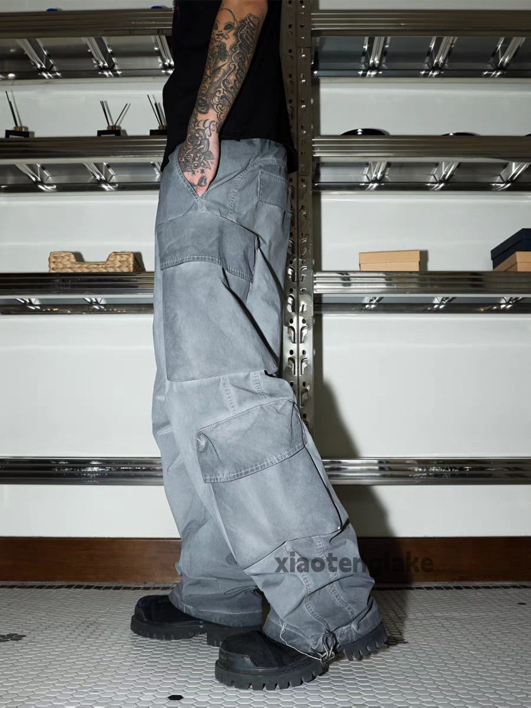 Vintage xtl washed faded loose baggy Stain hiphop cargo pants Size US 36 / EU 52 - 5 Thumbnail