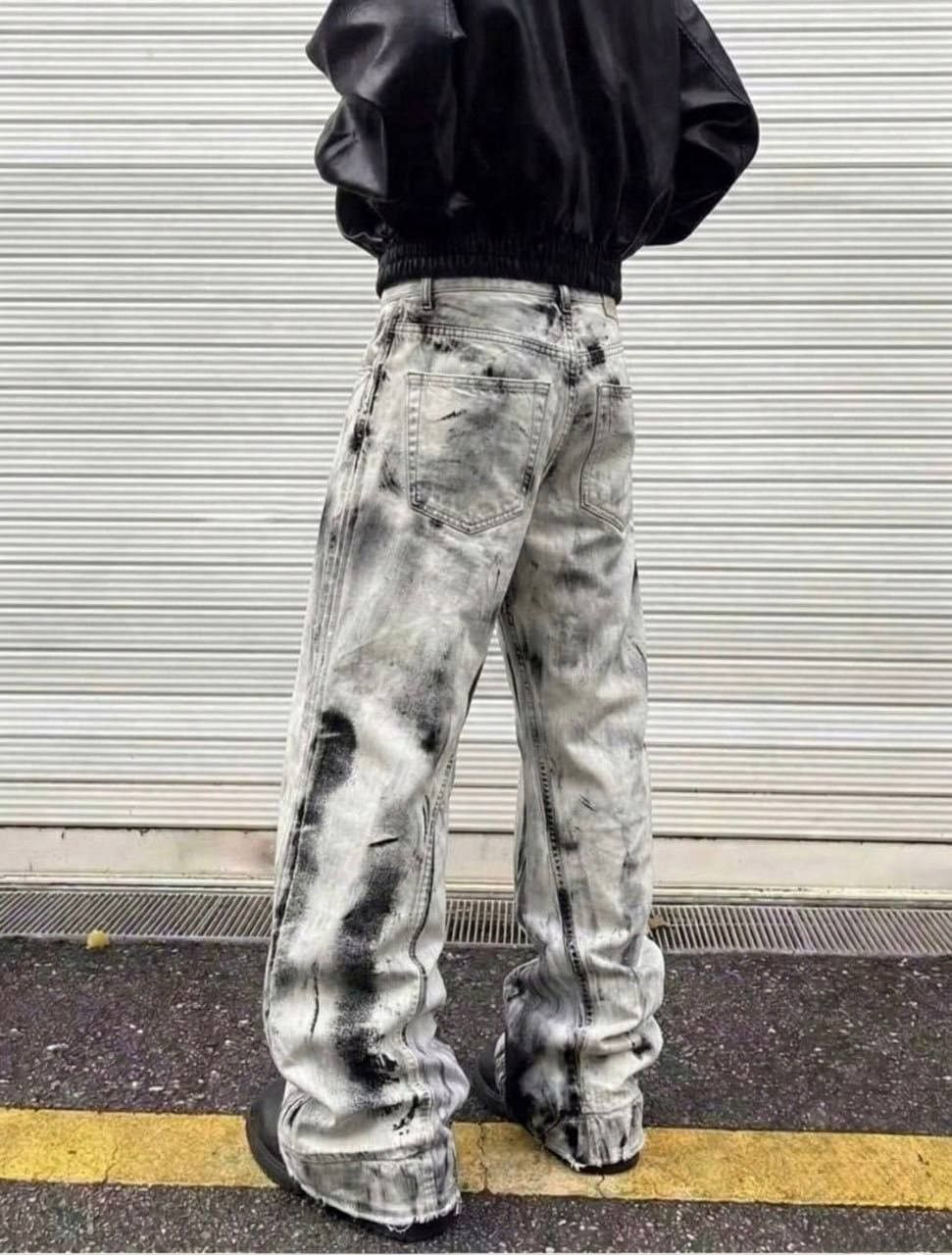 Japanese Brand flare bootcut painted black jeans Size 30" / US 8 / IT 44 - 3 Thumbnail
