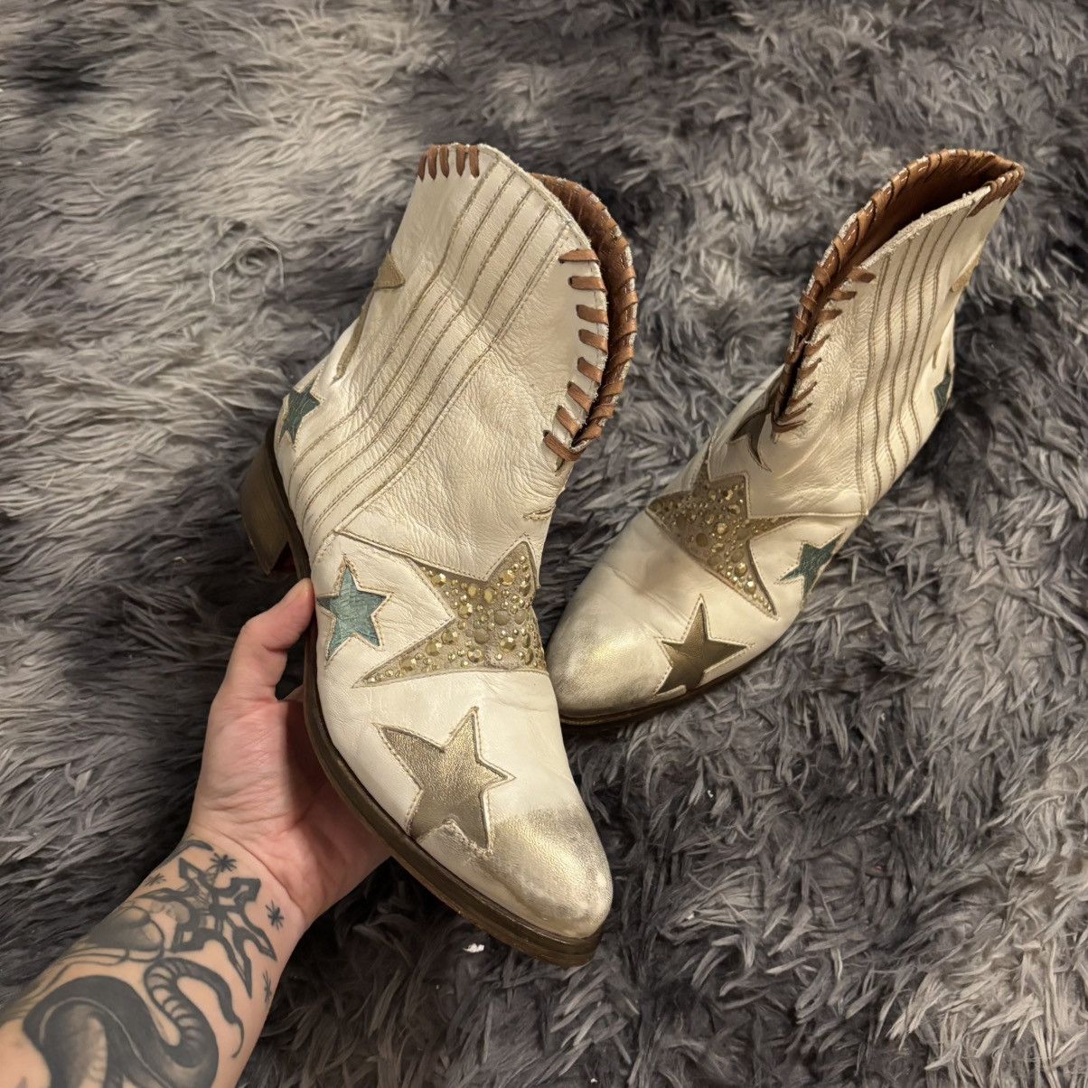 Other × Vintage Italian Vero Cuoio Stars Cowboy Boots amazing beautiful Size US 8 / IT 38 - 3 Thumbnail