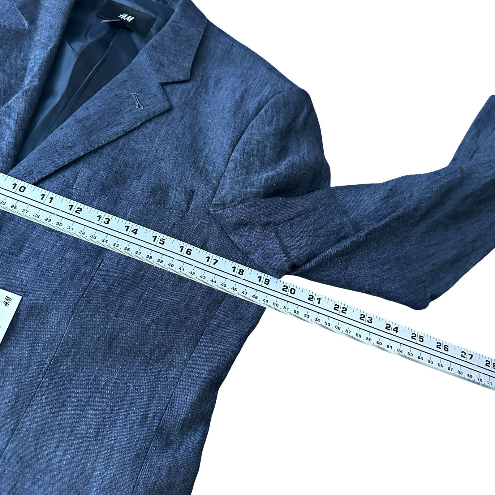 H&M H&M Blazer Jacket Men 36R Blue Linen Single Breasted Notch Size 36R - 10 Thumbnail