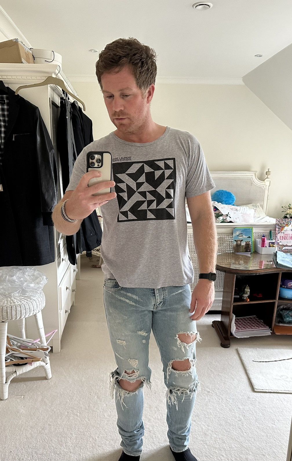 Saint Laurent Paris FW15 Saint Laurent runway show grey t shirt XL Hedi Slimane Size US XL / EU 56 / 4 - 3 Thumbnail