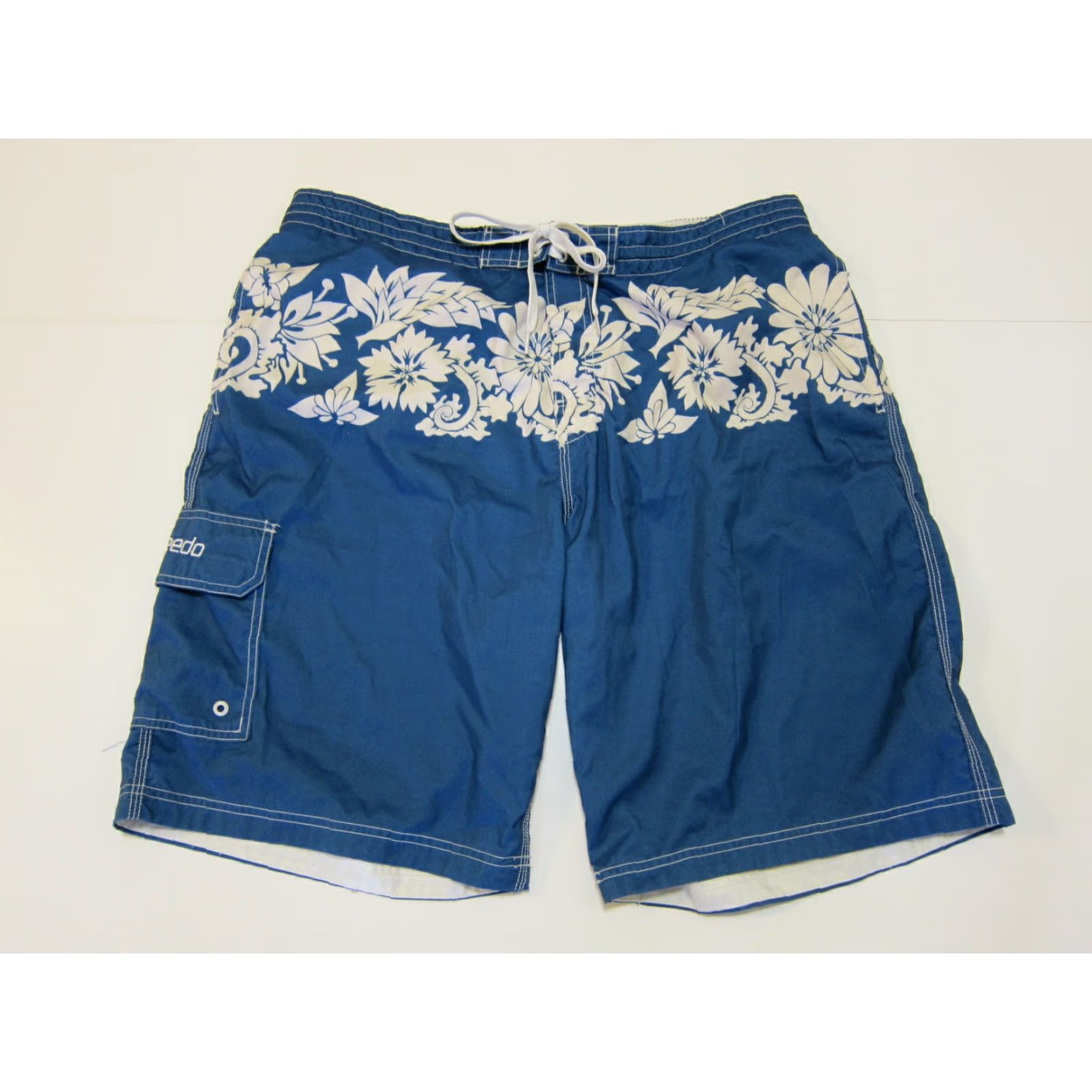 Speedo Speedo Blue White Hawaiian Floral Lined Swim Board Shorts Men XL Size US 36 / EU 52 - 4 Thumbnail