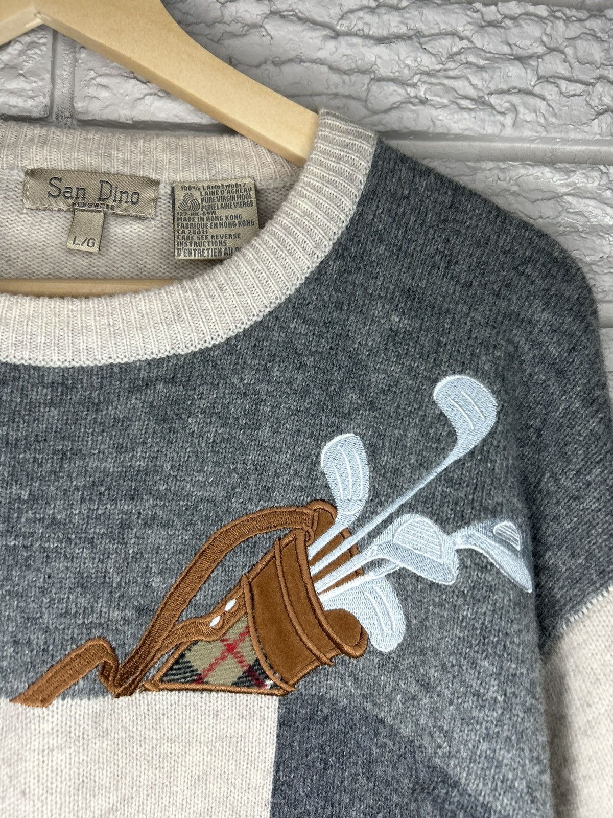 Vintage Vintage 90s Golf Embroidered Lambswool Knit Sweater Rare Size US L / EU 52-54 / 3 - 4 Thumbnail