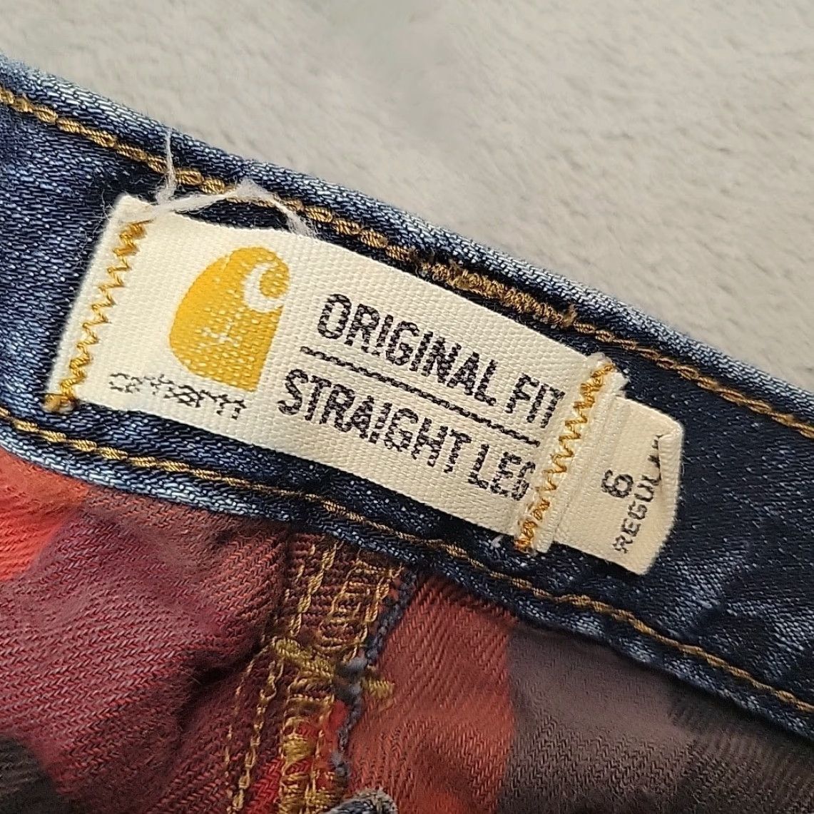Carhartt VINTAGE Carhartt Jeans Womens 6x32 Blue Faded Denim Red Plaid Flannel Lined Work 102729 Size 28" / US 6 / IT 42 - 4 Thumbnail