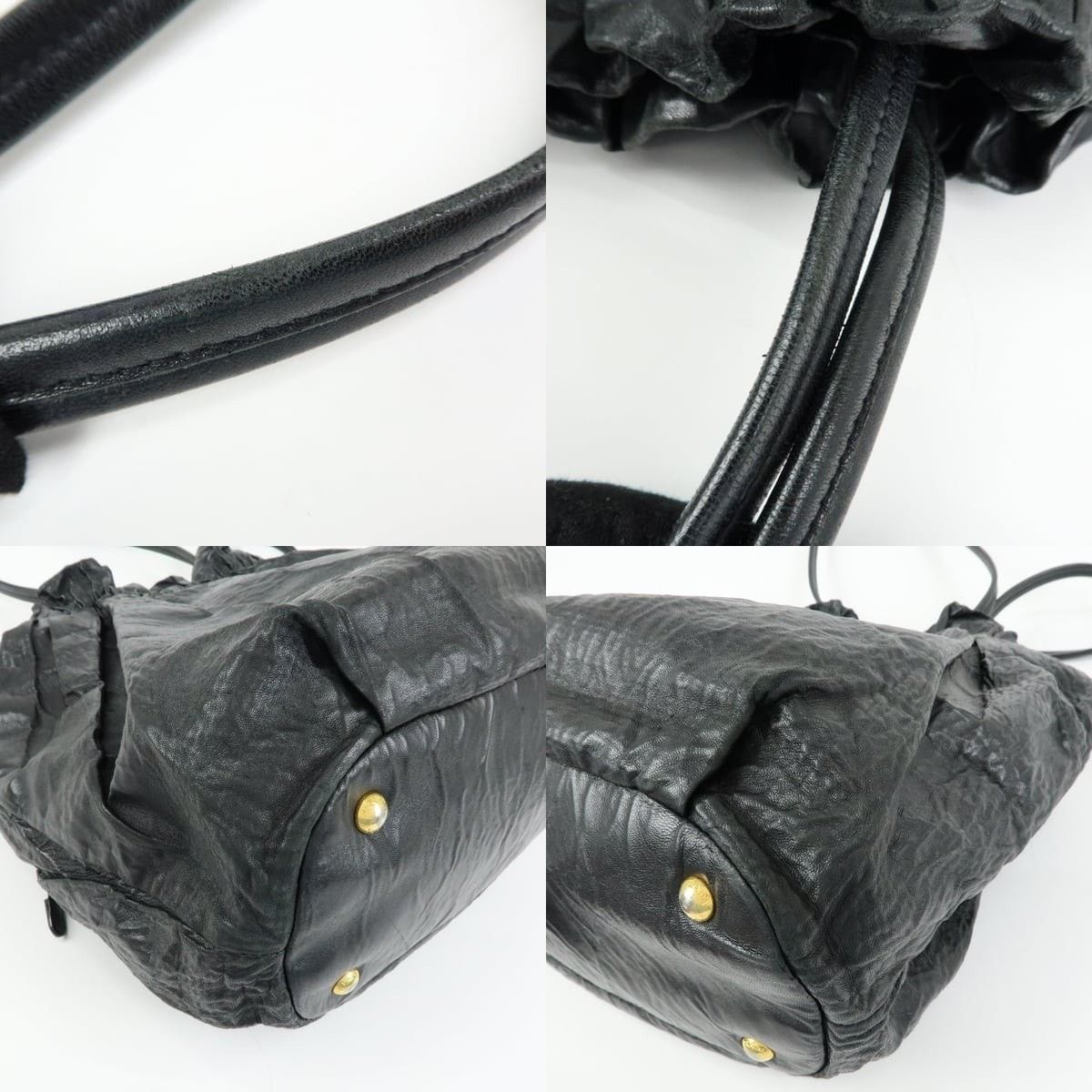 Prada Prada Drawstring Leather Bucket Bag Black Size ONE SIZE - 4 Thumbnail