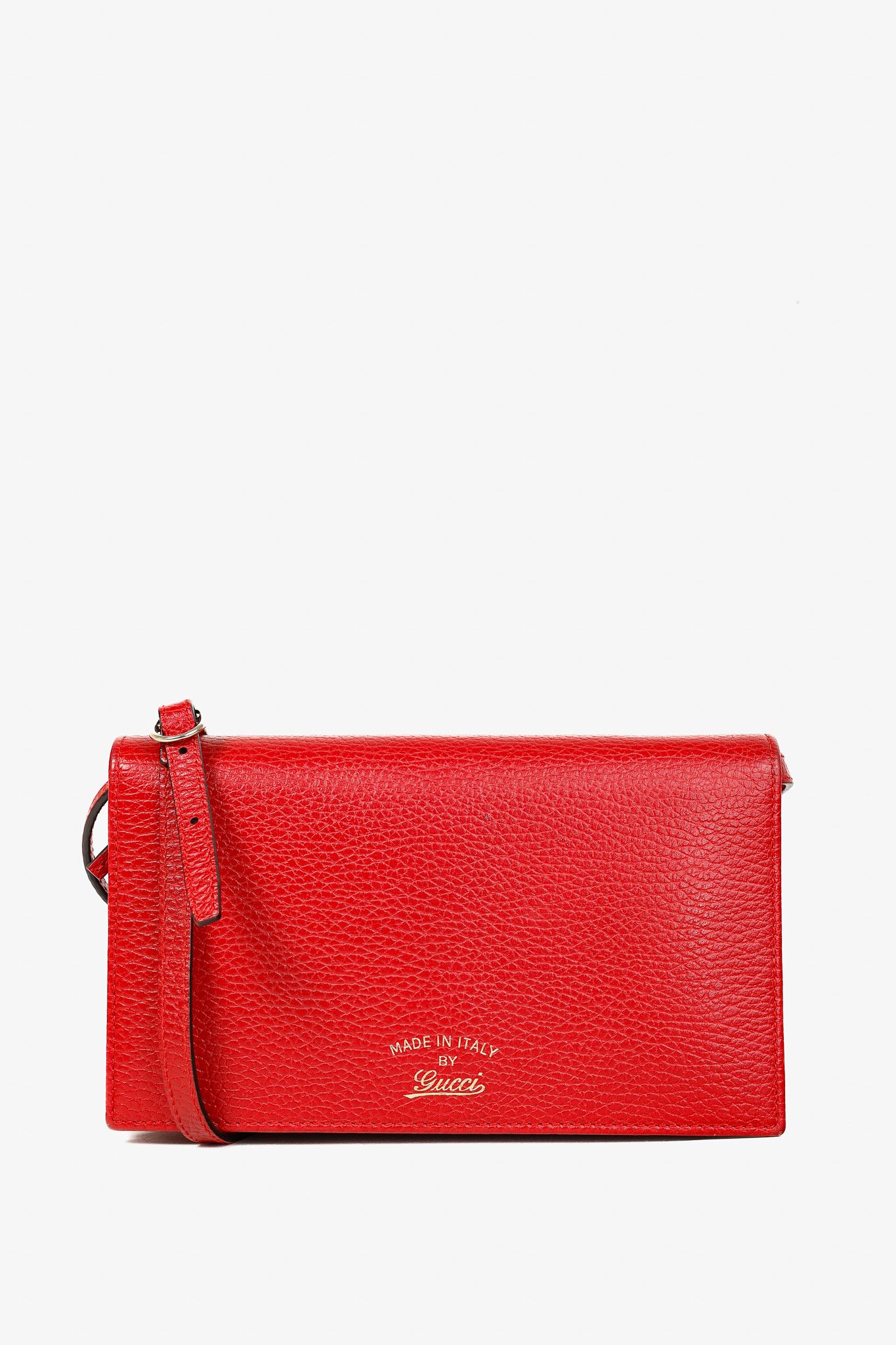 Gucci Gucci Swing Red Pebbled Leather Wallet Crossbody Size ONE SIZE - 1 Thumbnail