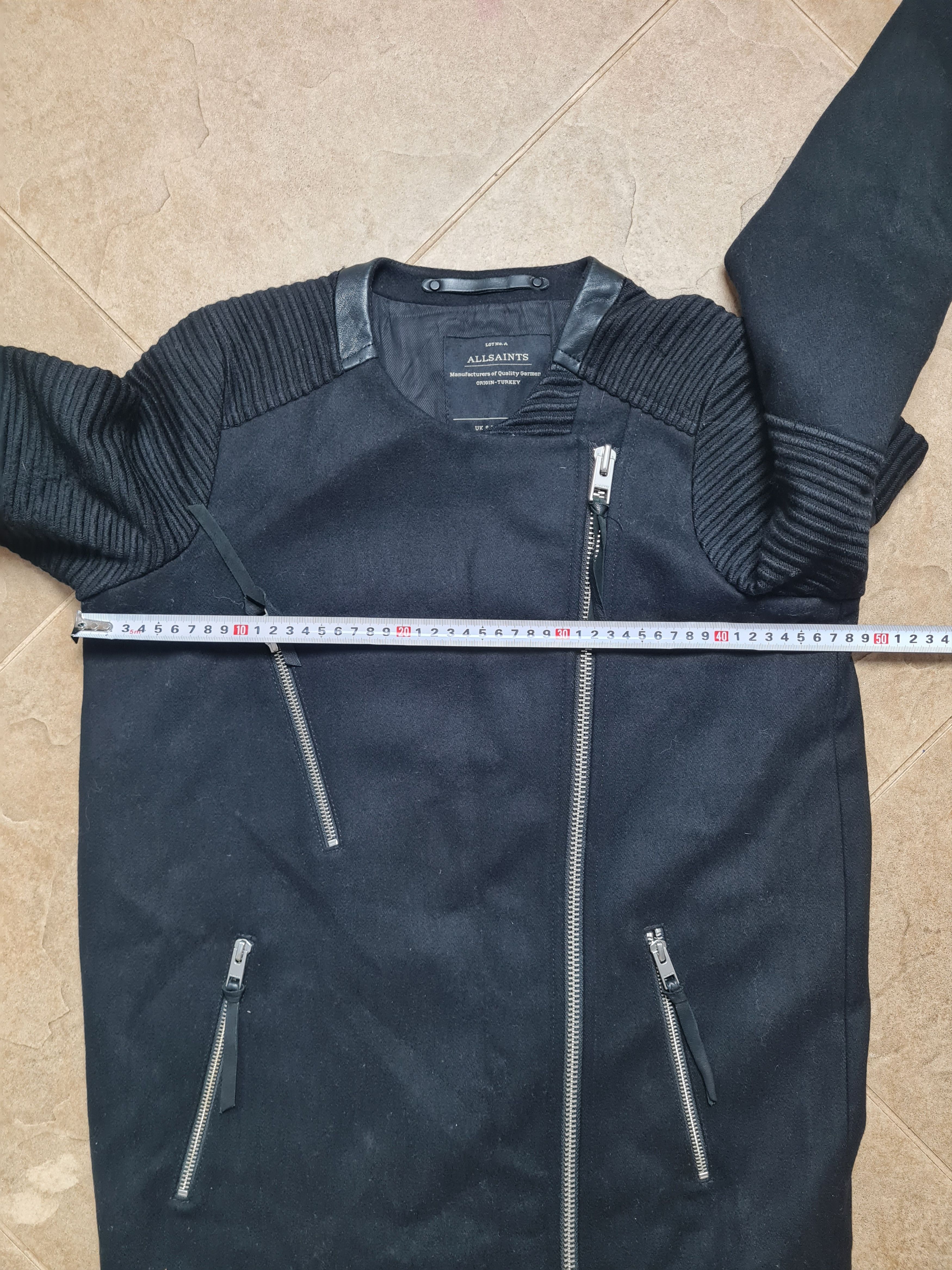 Allsaints AllSaints Black Biker Coat Long Jacket Asymmetric Zip Wool Size S / US 4 / IT 40 - 10 Thumbnail