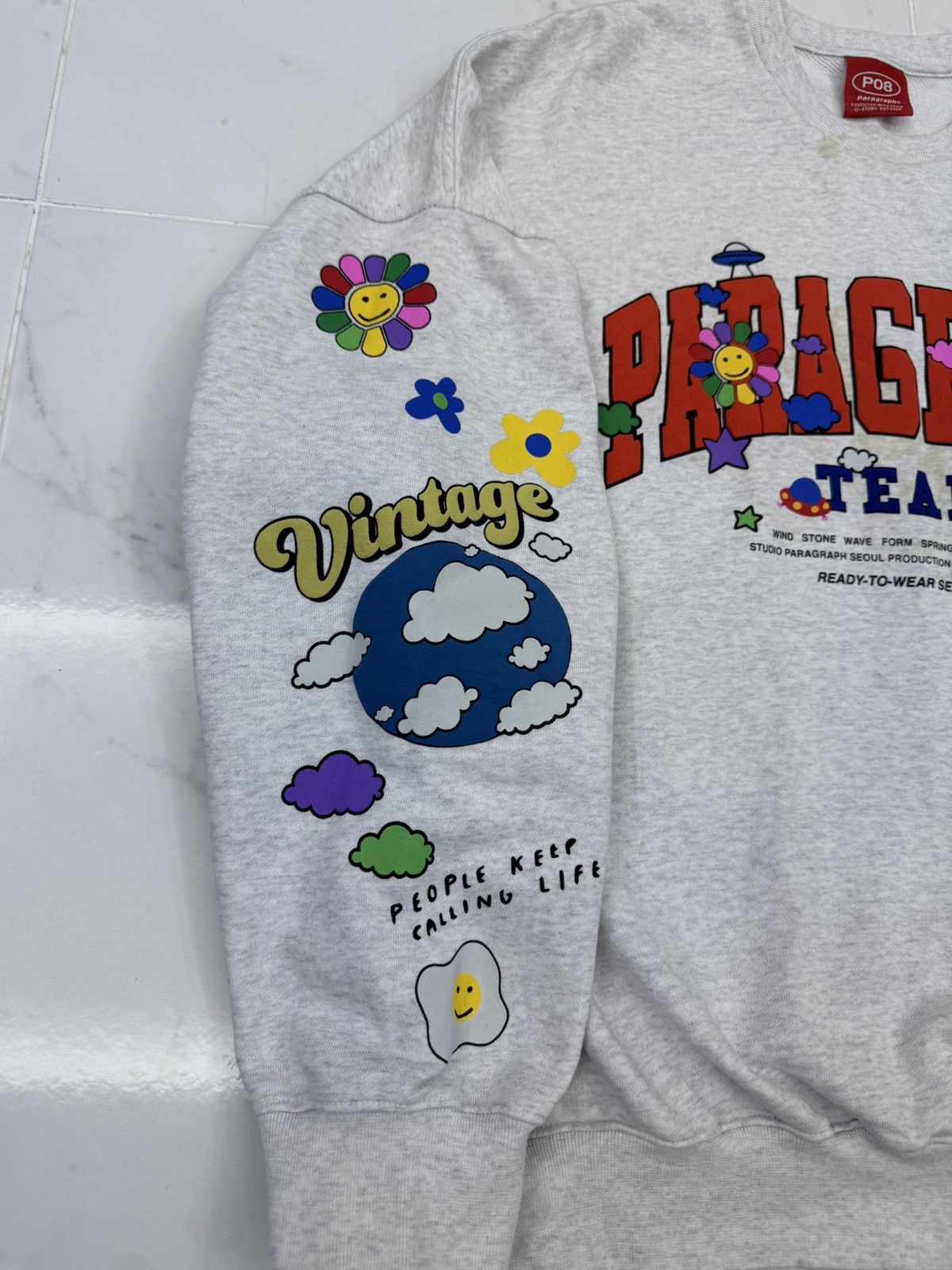 Japanese Brand PARAGRAPH Multi Graphic Logo Murakami Baggy Fit Sweatshirt Size US L / EU 52-54 / 3 - 3 Thumbnail