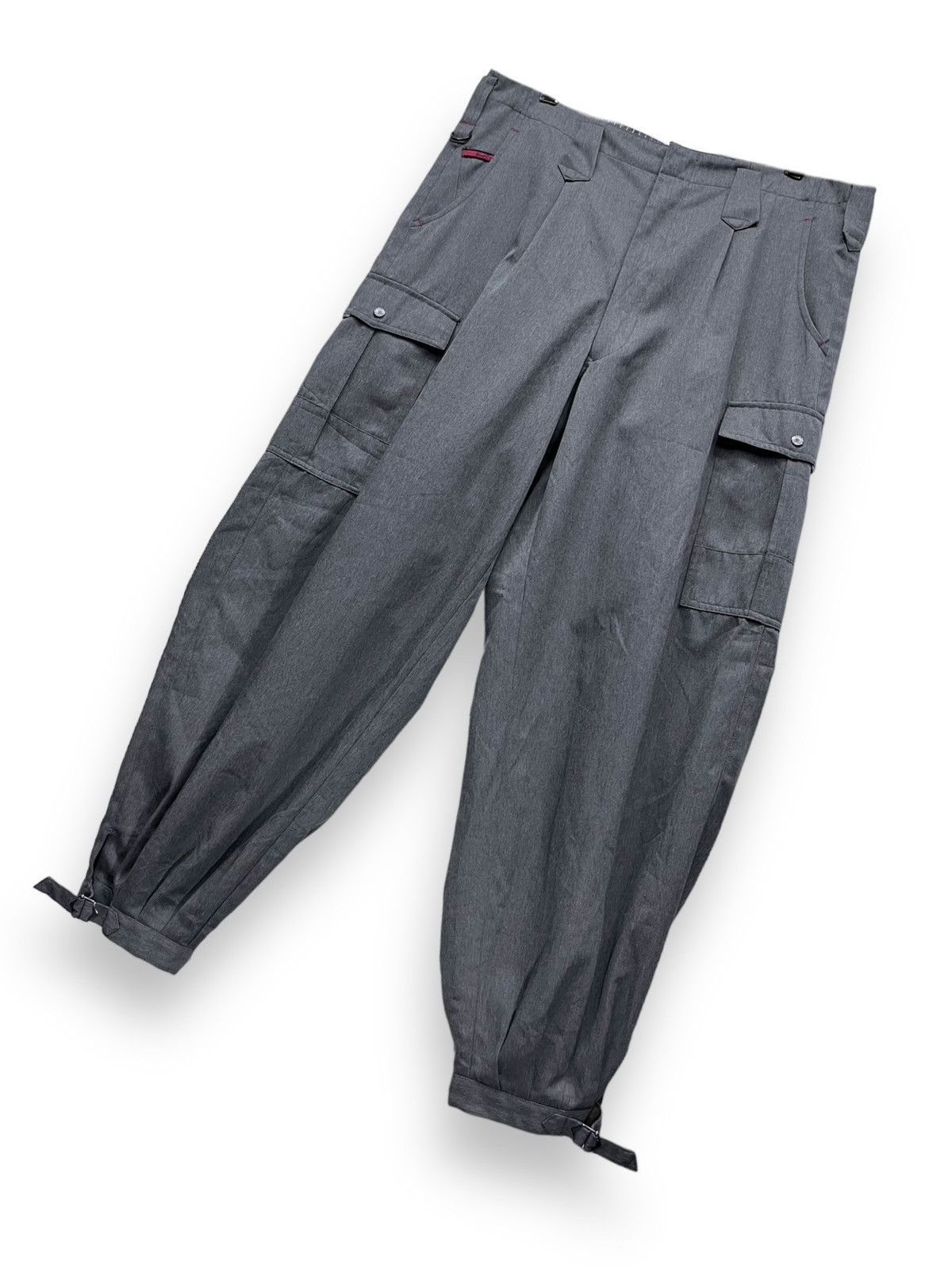 Japanese Brand Inspired YOHJI Baggy Balloon Buckle Leg Poly-Cotton Pants💥 Size US 34 / EU 50 - 5 Thumbnail