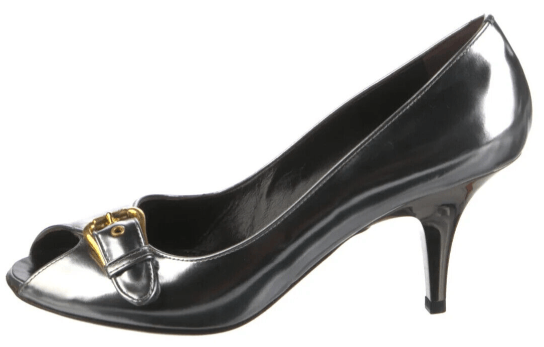 image of Giuseppe Zanotti Leather Open-Toe Pump (38 Eu; 8 Us) $895 Shoes in Steel, Women's