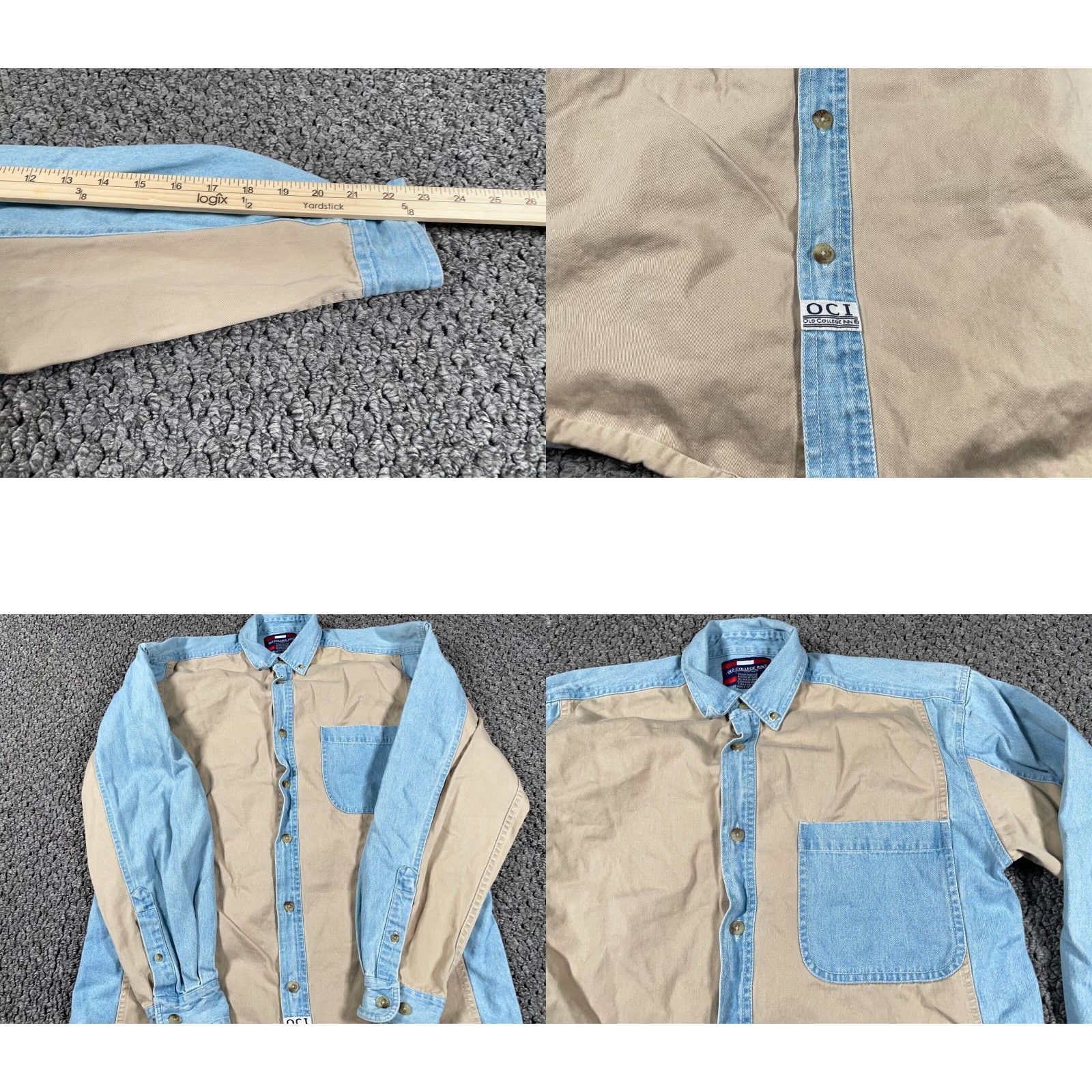 Denime Vintage Shirt Adult Medium Blue Denim Cotton Long Sleeve Button-Up Heavyweight Workwear Retro Grunge Mens Size US M / EU 48-50 / 2 - 8 Thumbnail