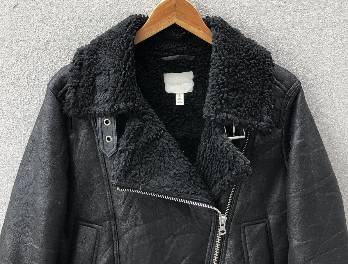 Japanese Brand H&M Double Collar Lined Fleece Black Jacket Size US S / EU 44-46 / 1 - 2 Thumbnail