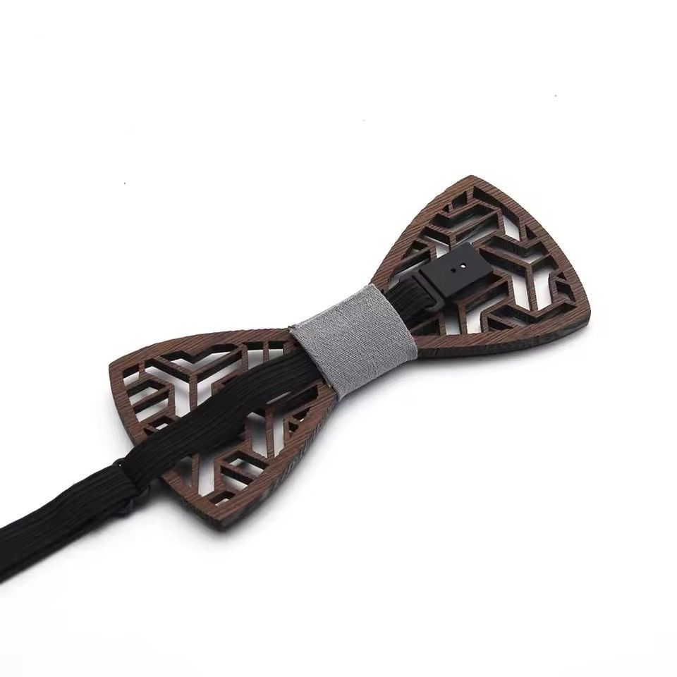 Vintage Geometric Carved Wood Neck Tie Size ONE SIZE - 6 Thumbnail