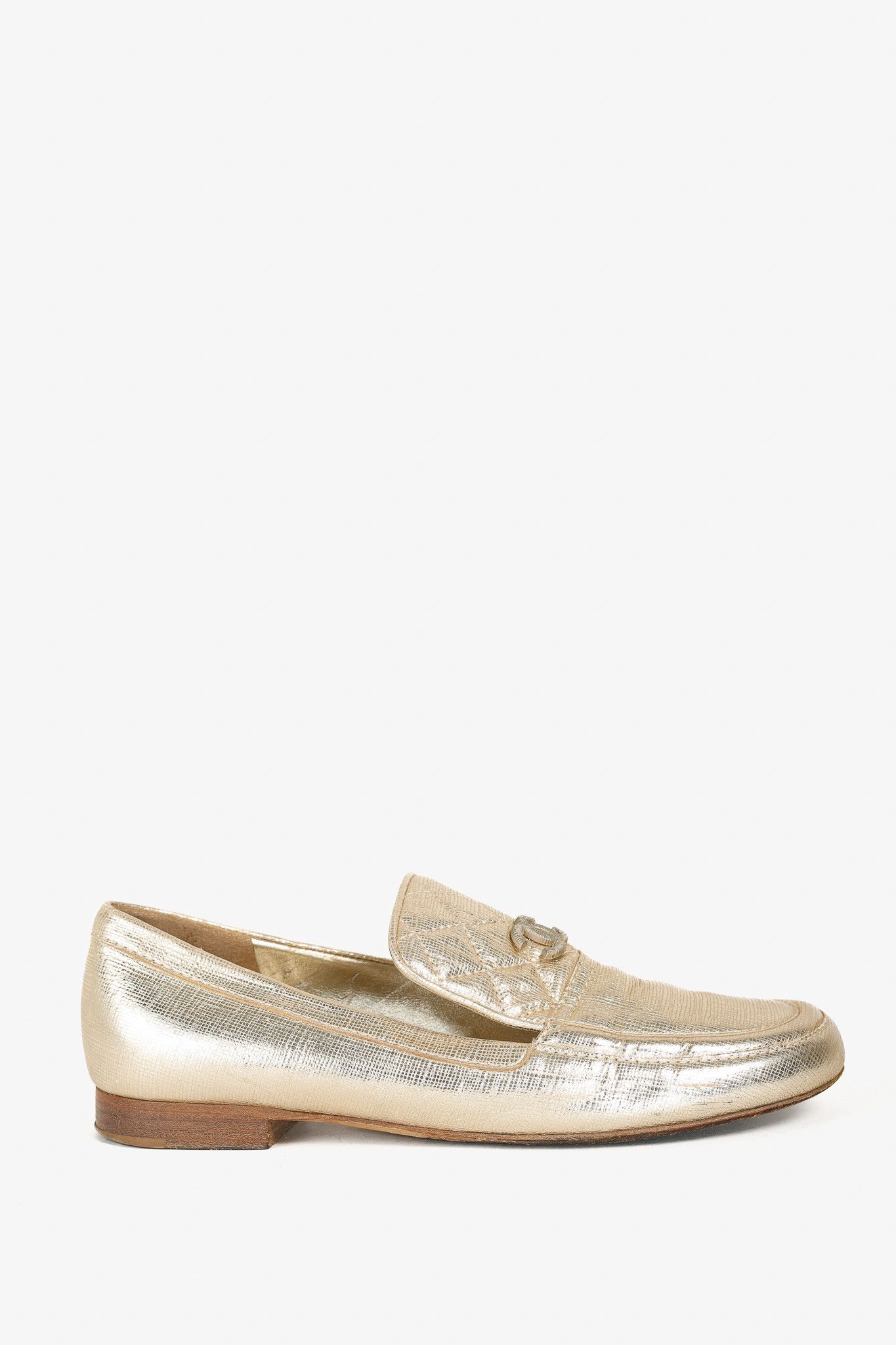 Chanel Chanel Gold CC Quilted Leather Loafers Size US 6 / IT 36 - 2 Thumbnail