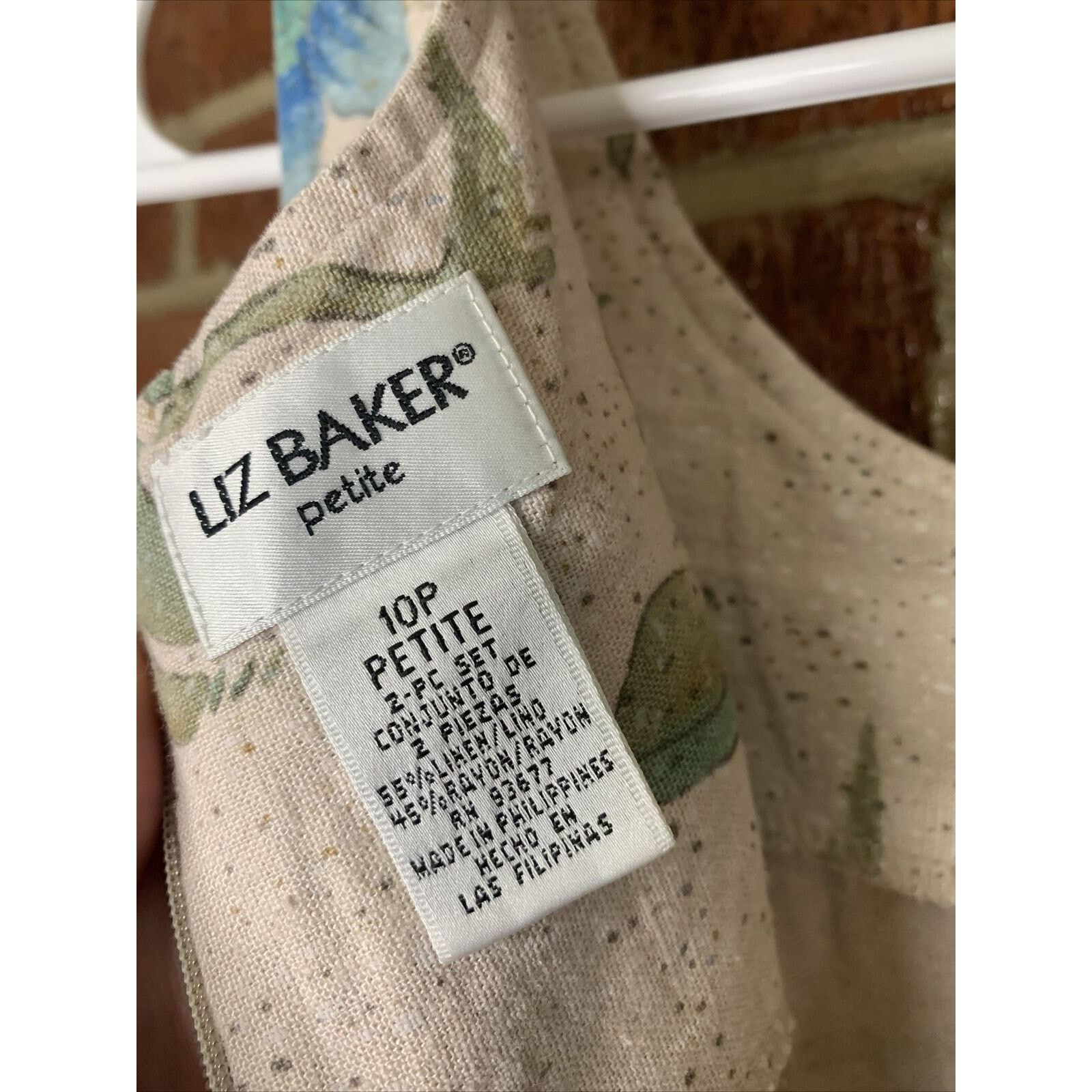 Other Liz Baker Women’s Dress Set Linen Floral Tropical 10 Petite Size L / US 10 / IT 46 - 10 Thumbnail