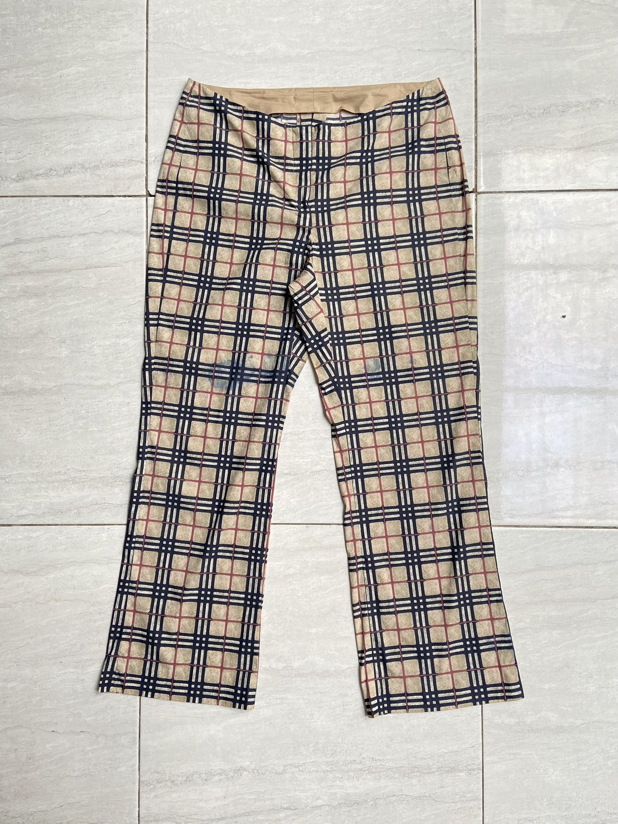 image of Burberry Plaid Pants in Cream, Men's (Size 31)