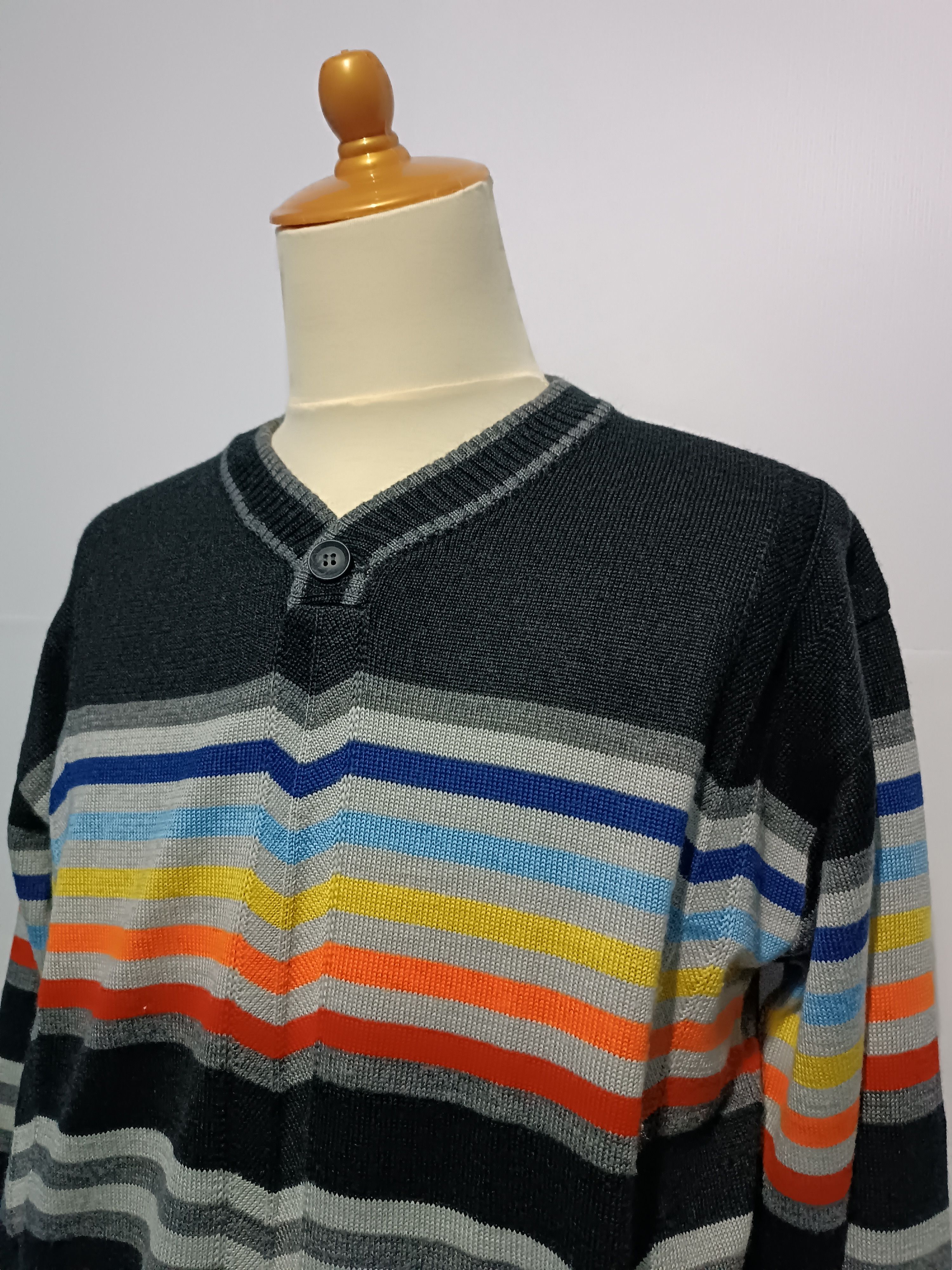 Japanese Brand Sweater Knitwear Multi Stripe Men's Wear Size US M / EU 48-50 / 2 - 2 Thumbnail