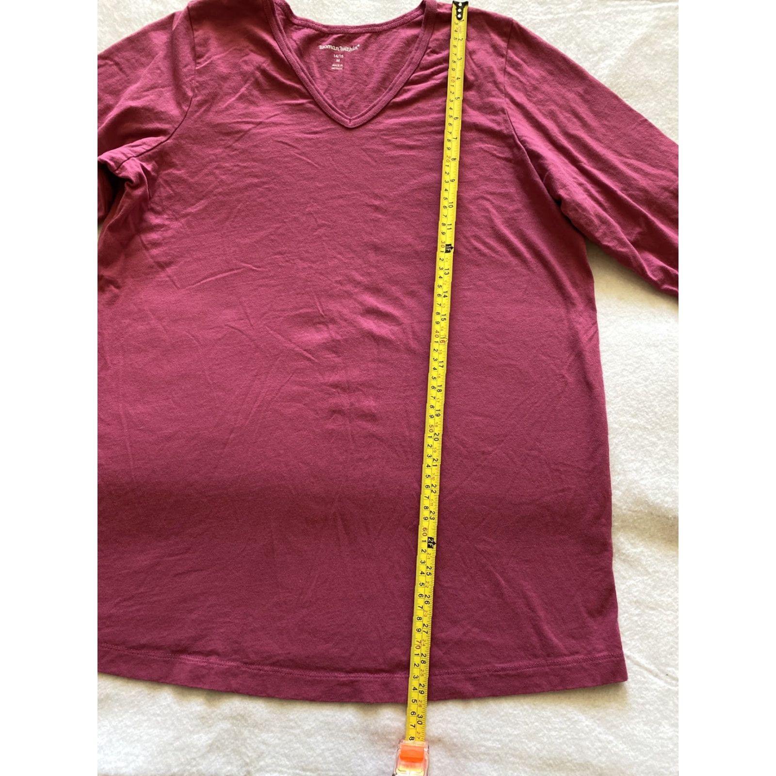 Vintage VINTAGE? No. Woman Whitin Magenta V-Neck Top Striped 3/4 Sleeve T-Shirt Casual Woman Within Size M Adult Womens Size M / US 6-8 / IT 42-44 - 7 Thumbnail