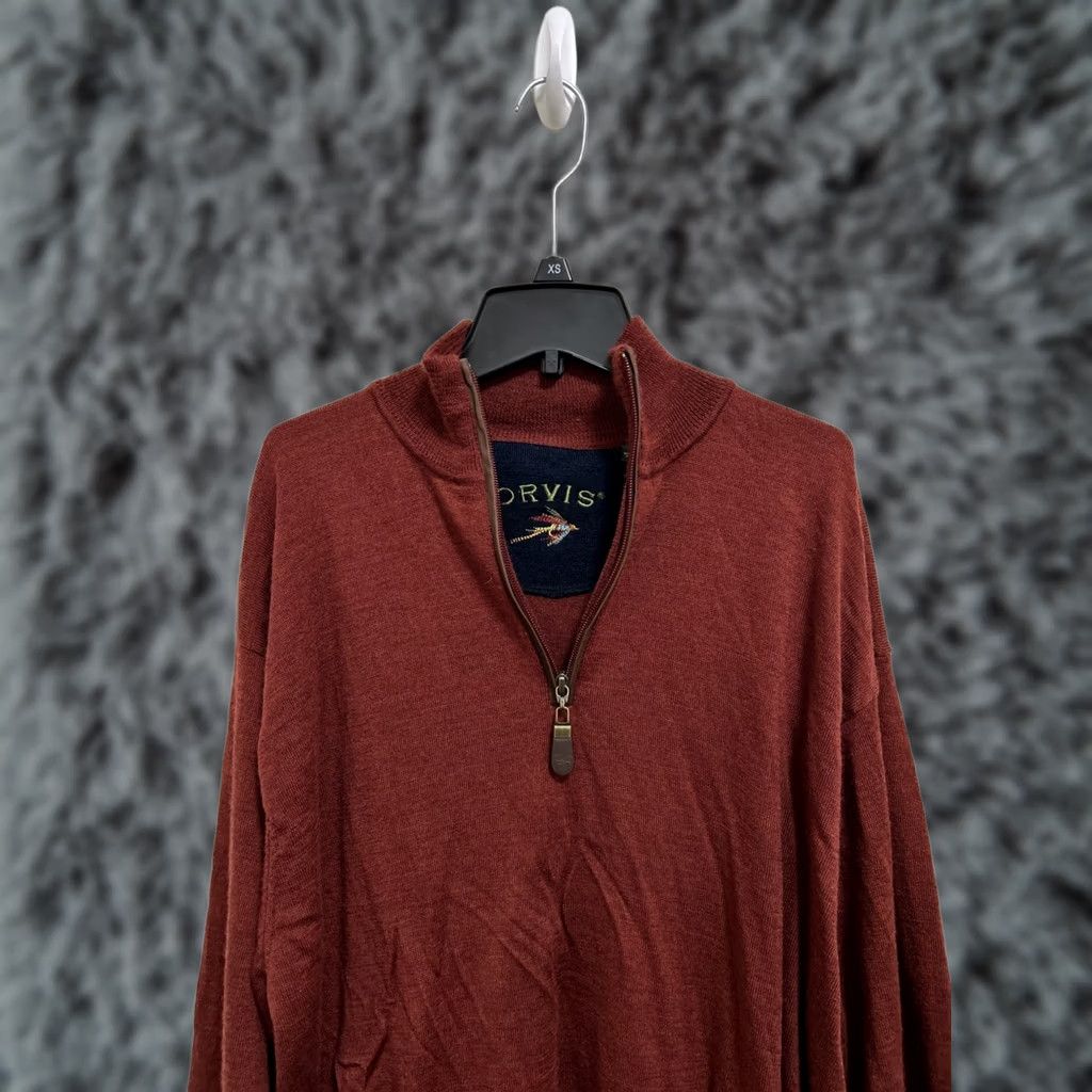 Orvis Orvis Sweater Mens XL Red 100% Merino Wool 1/4 Zip Pullover Long Sleeve Knit Solid Zipper Pullover Casual Winter Fall Spring Mar 1/4 Zip G Size US XL / EU 56 / 4 - 1 Thumbnail