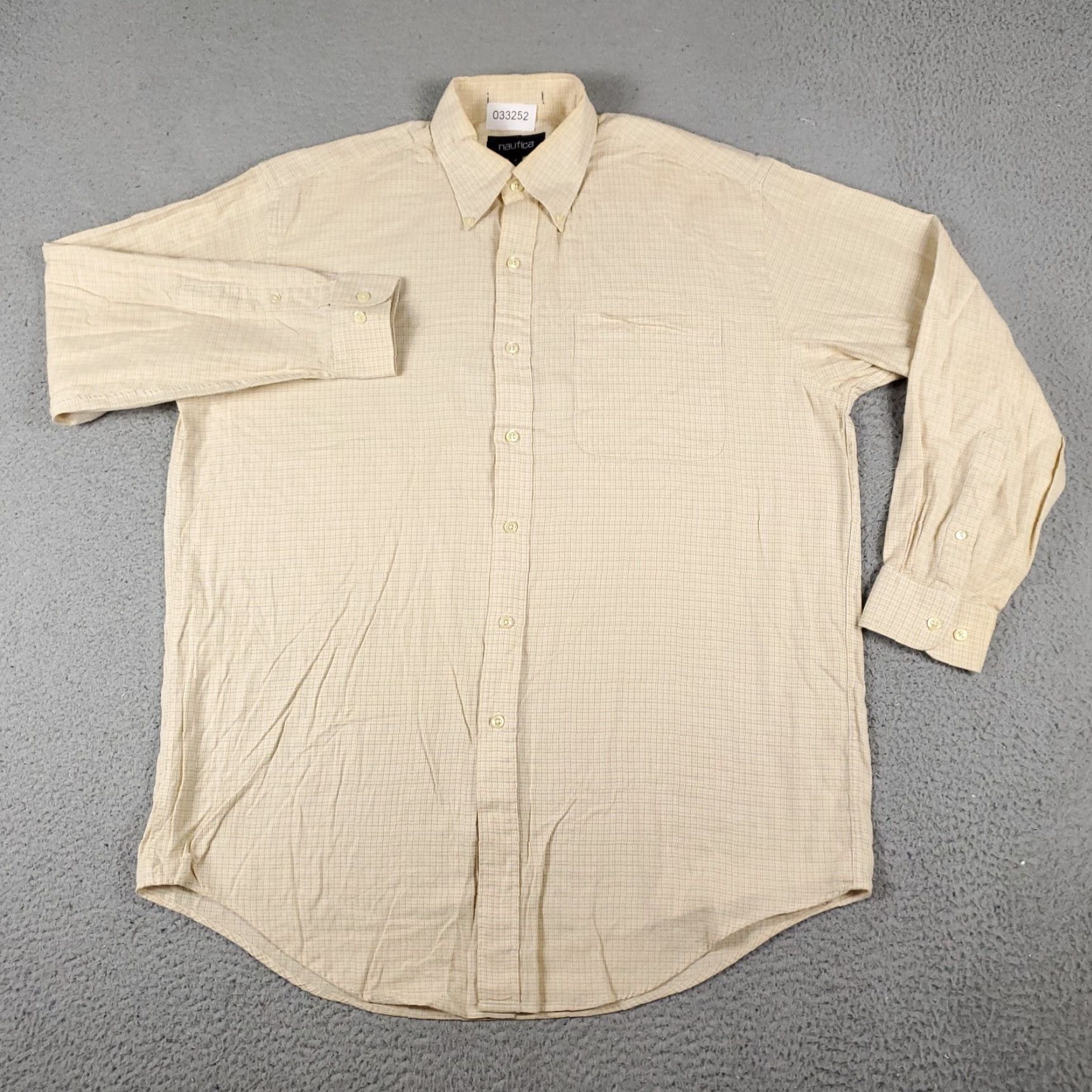 Nautica Nautica Dress Shirt Mens Size 16 Yellow Plaid Long Sleeve B0294 Size 42R - 2 Thumbnail