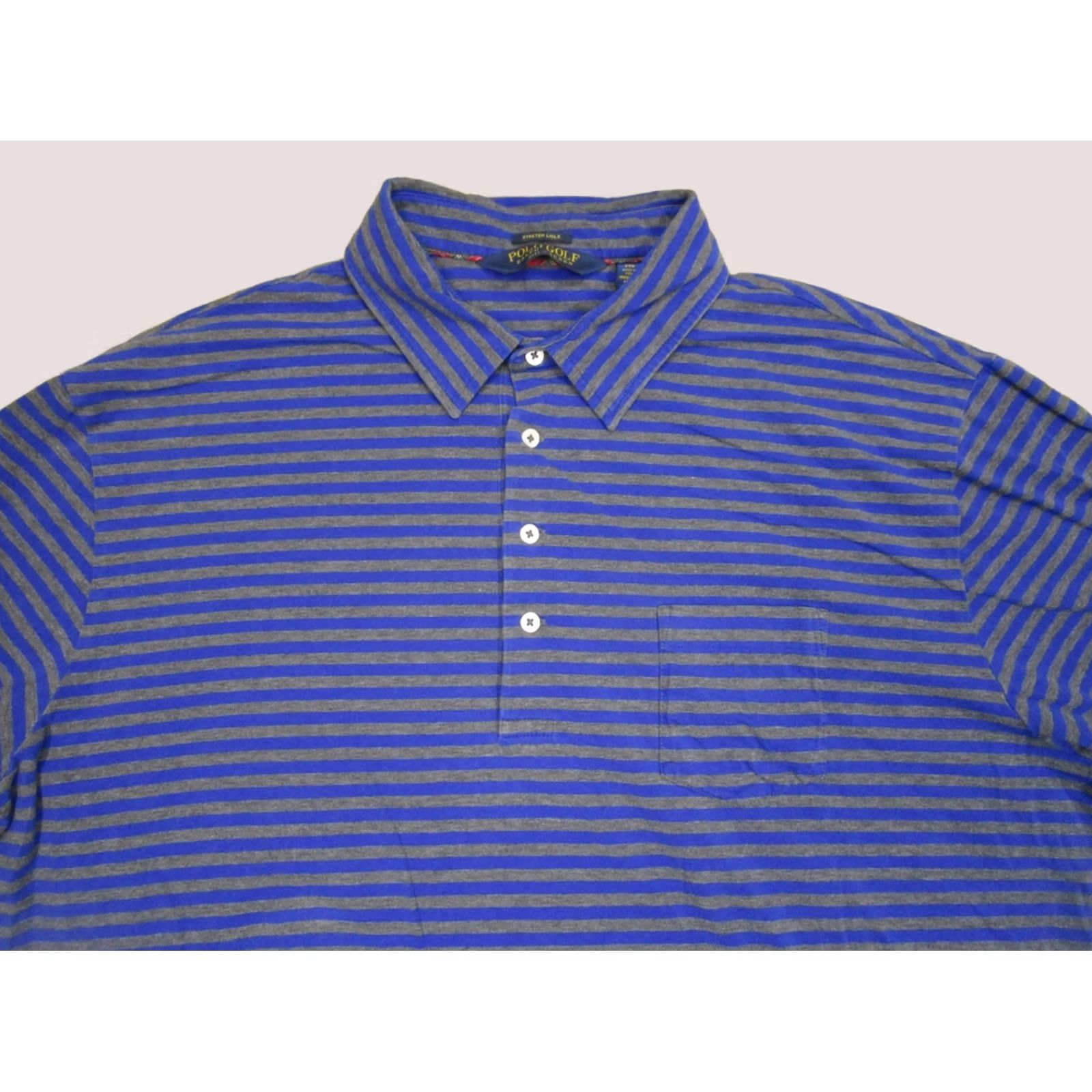 Ralph Lauren Ralph Lauren Polo Golf Shirt Men 2XL Blue Striped Short Sleeve Polo Shirt Golf Lisle Stretch Size US XXL / EU 58 / 5 - 1 Thumbnail