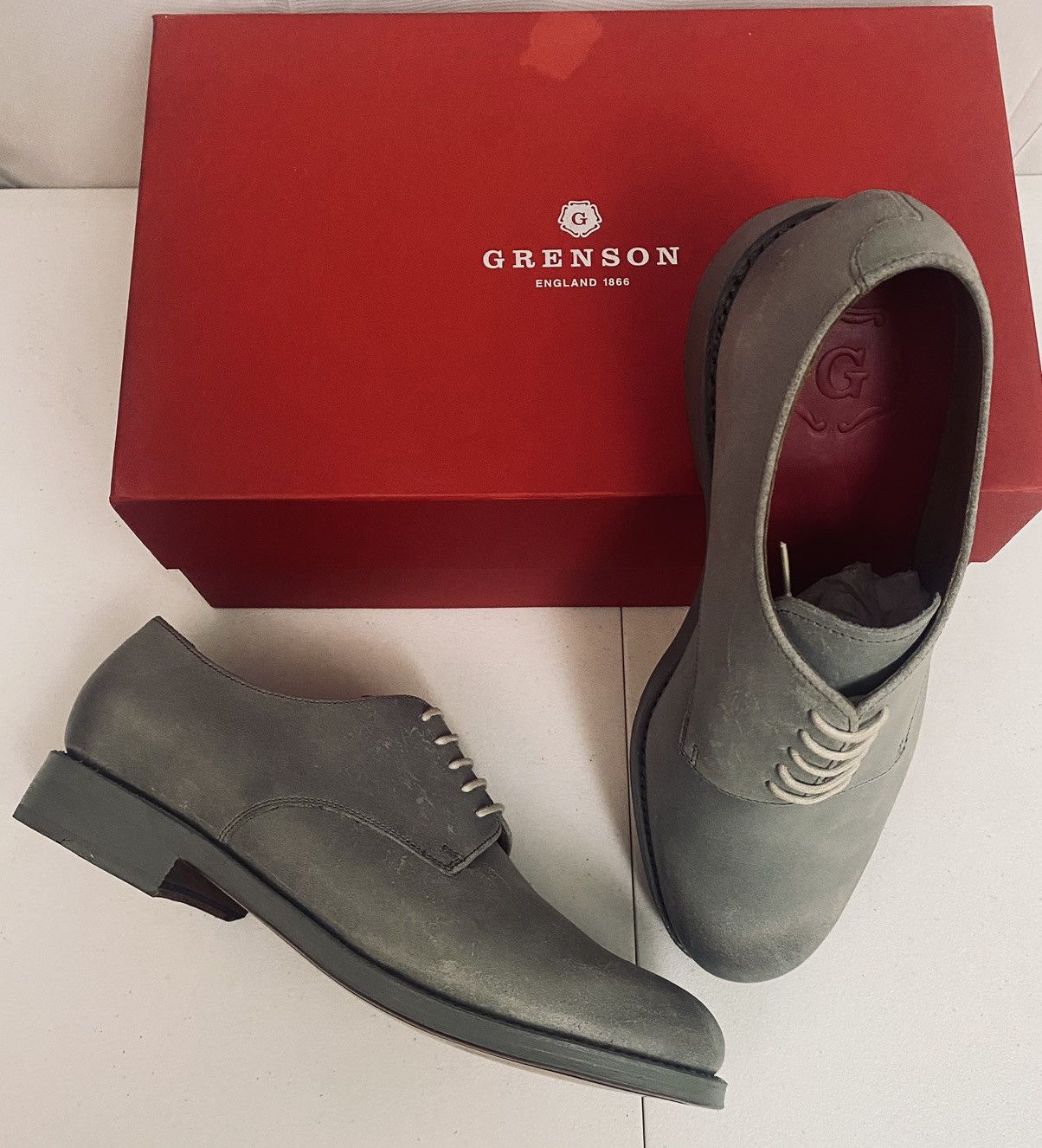 Grenson Grenson Grey Leather Burnished Toe Finnegan Derby 11 NIB Size US 11 / EU 44 - 3 Thumbnail