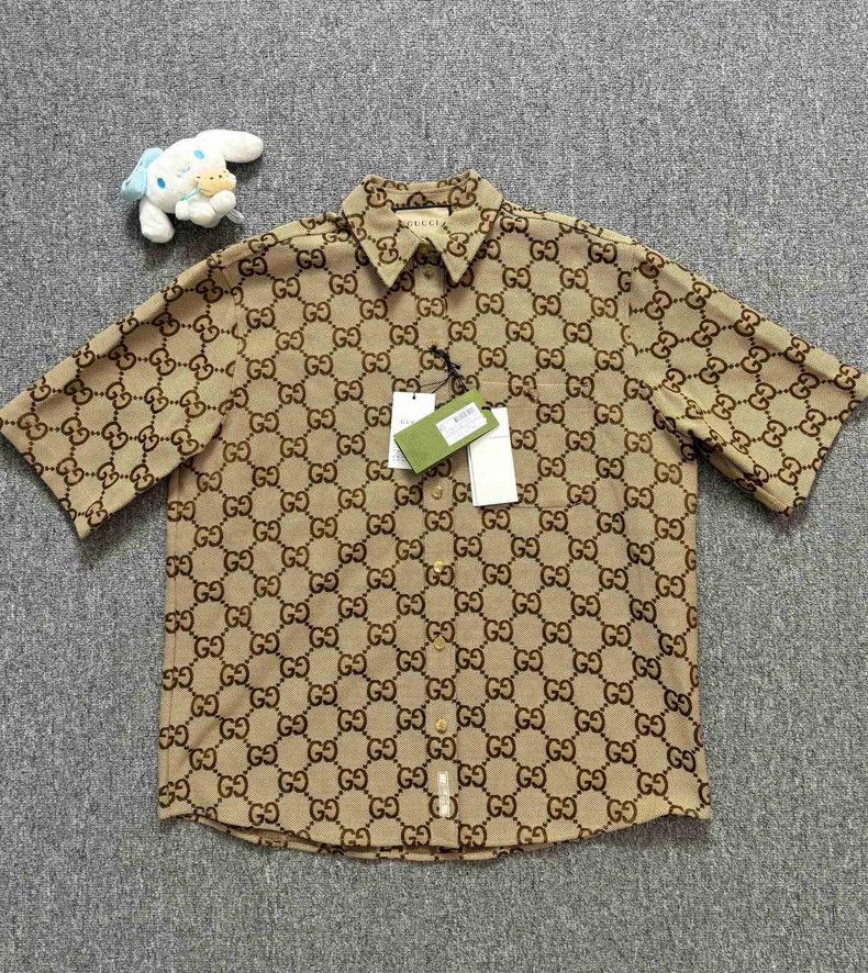Gucci Gucci Size 38 Brown GG old flower full-print shirt 2503-Ne Size US XXS / EU 40 - 1 Thumbnail