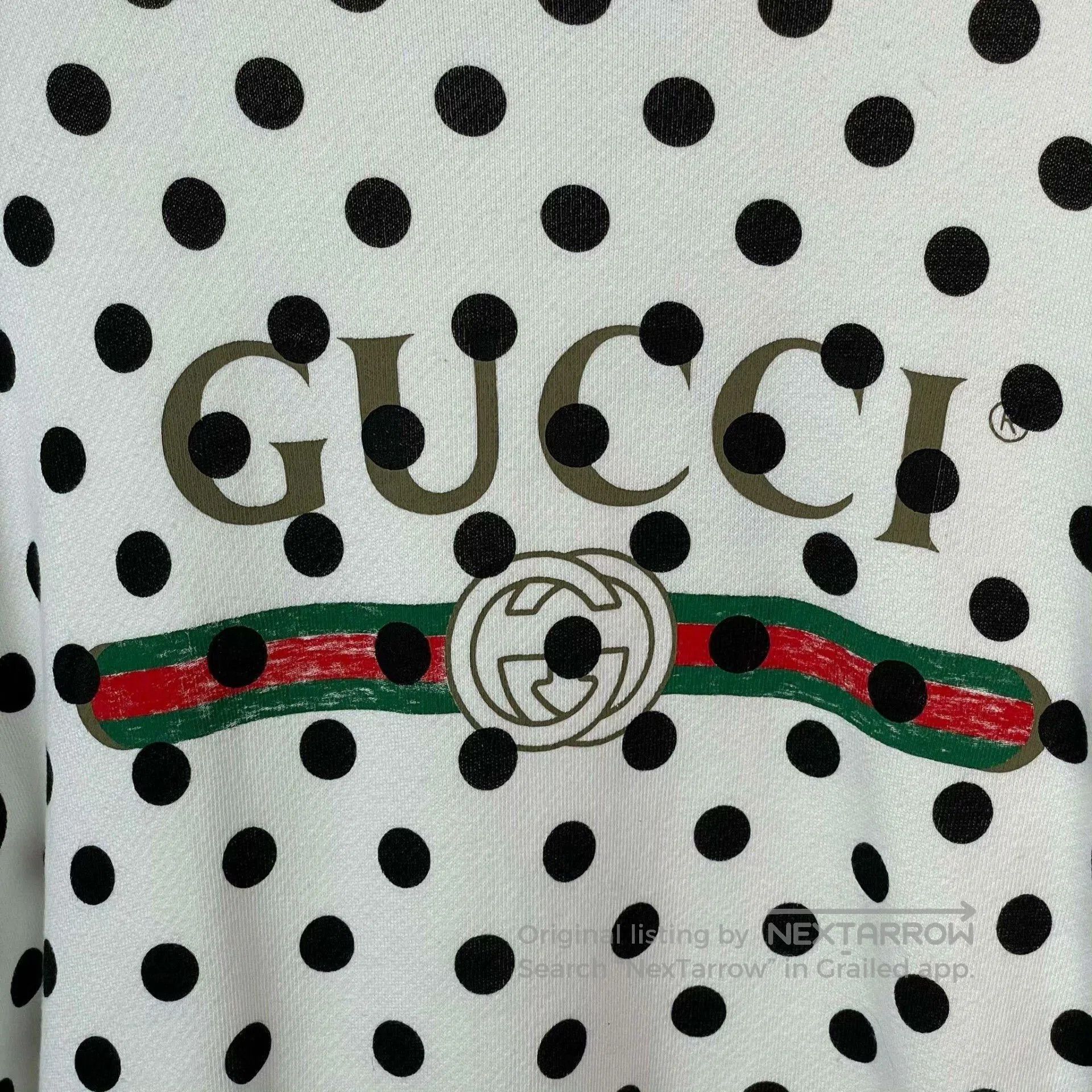 Gucci Gucci White Polka Dot Logo Sweatshirt S. Size S / US 4 / IT 40 - 9 Thumbnail