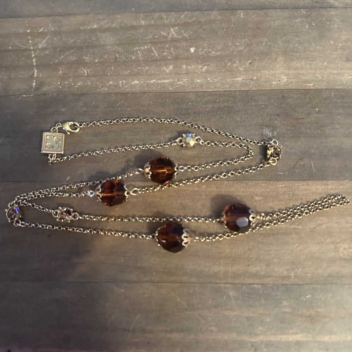 Other Liz Claiborne long gold tone station amber bead necklace Size ONE SIZE - 2 Thumbnail