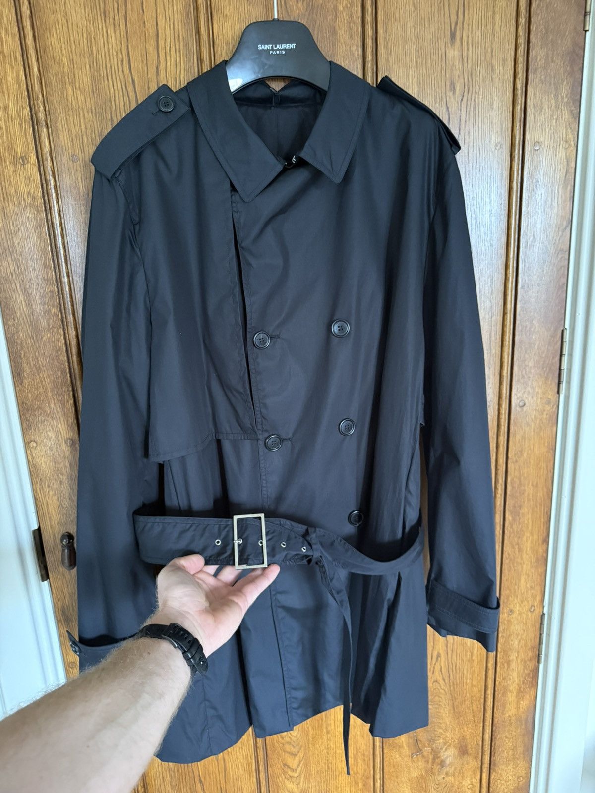 Dior SS10 RARE Dior Homme black mac coat jacket KVA 56 GRAIL Size US XL / EU 56 / 4 - 2 Thumbnail